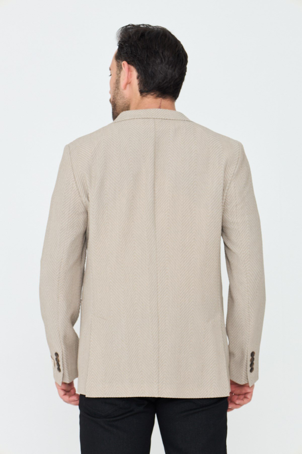 White StoneBej Mono Yaka Regular Fit Erkek Spor Ceket