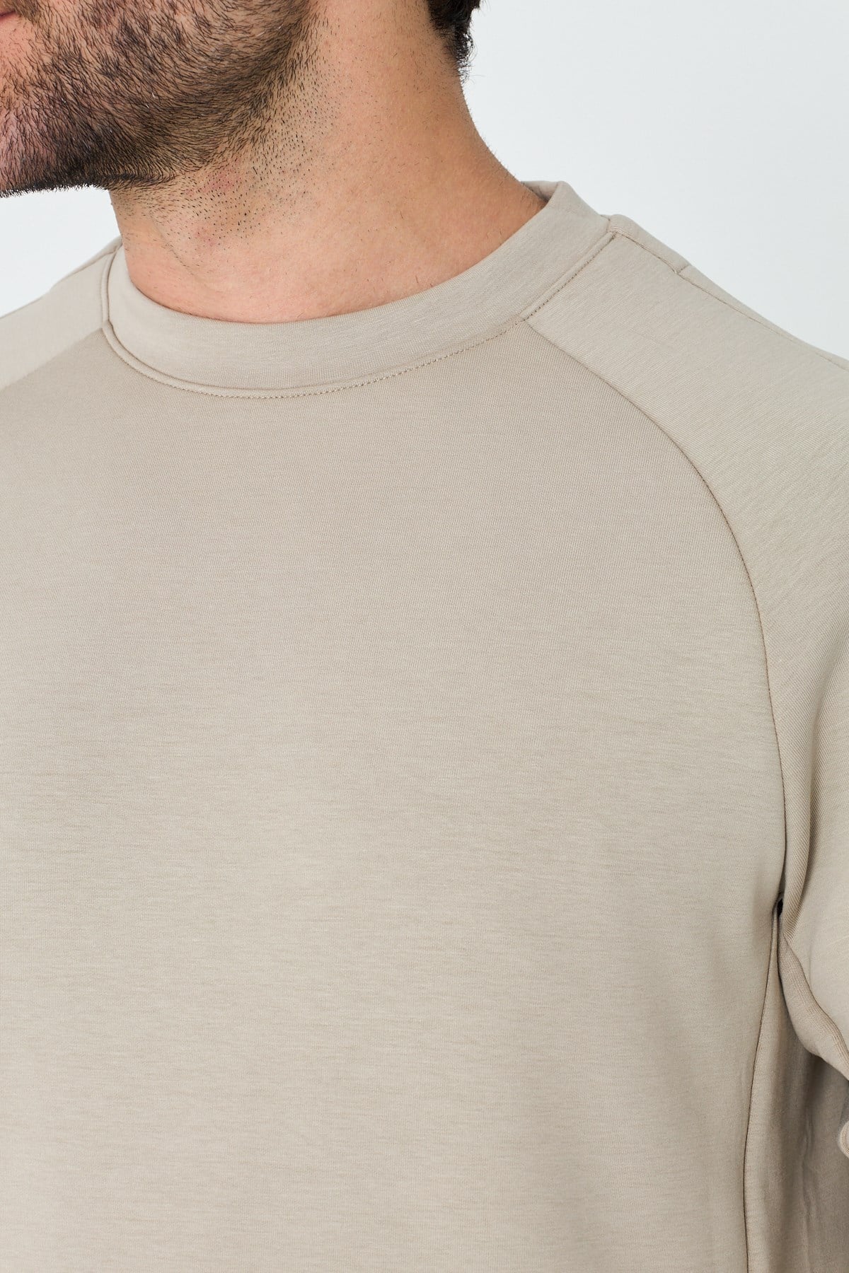 White StoneBej Pamuklu Erkek Basic Sweatshirt