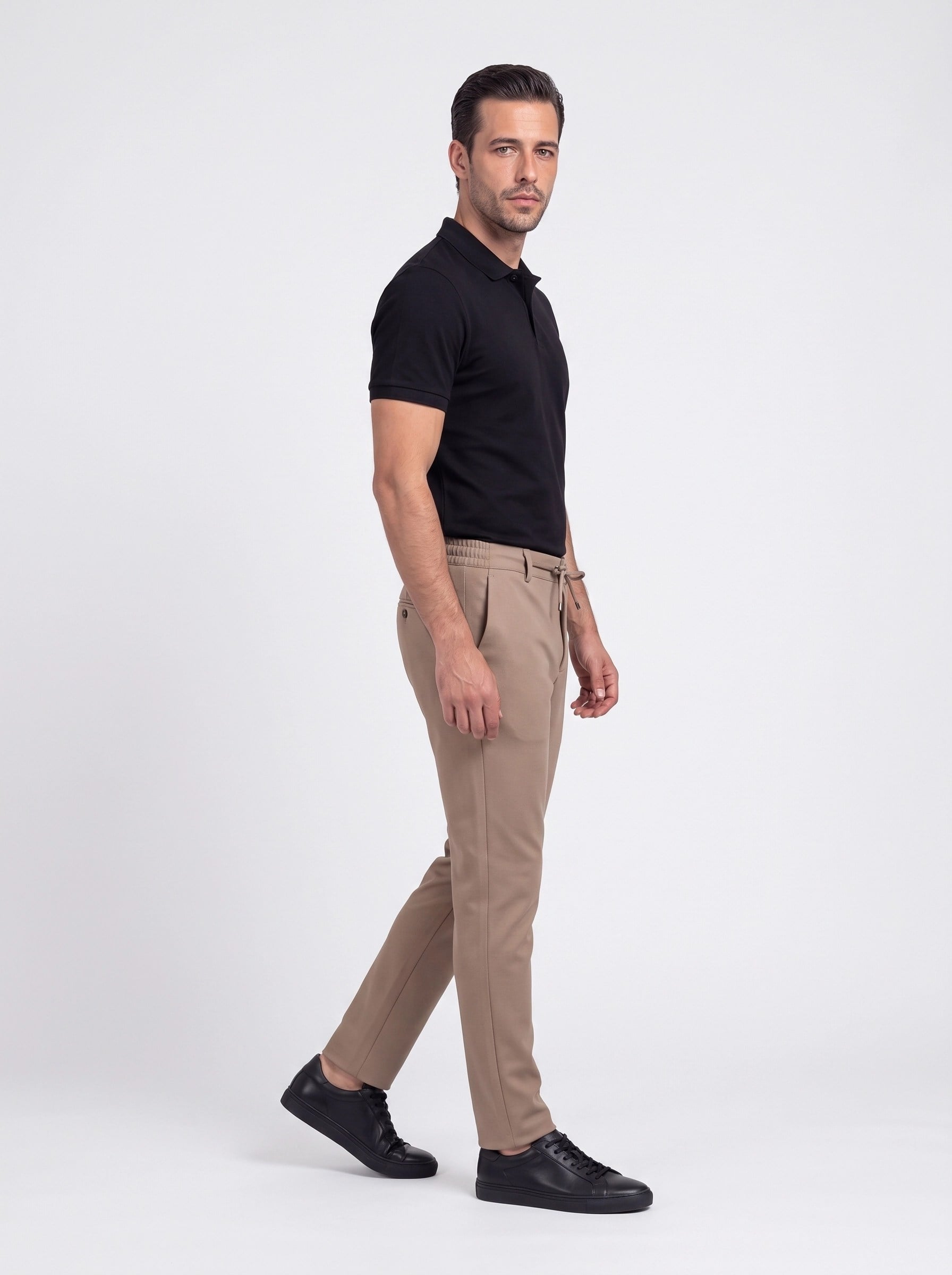 White StoneBej Yandan Cepli Slim Fit Jogger Spor Pantolon
