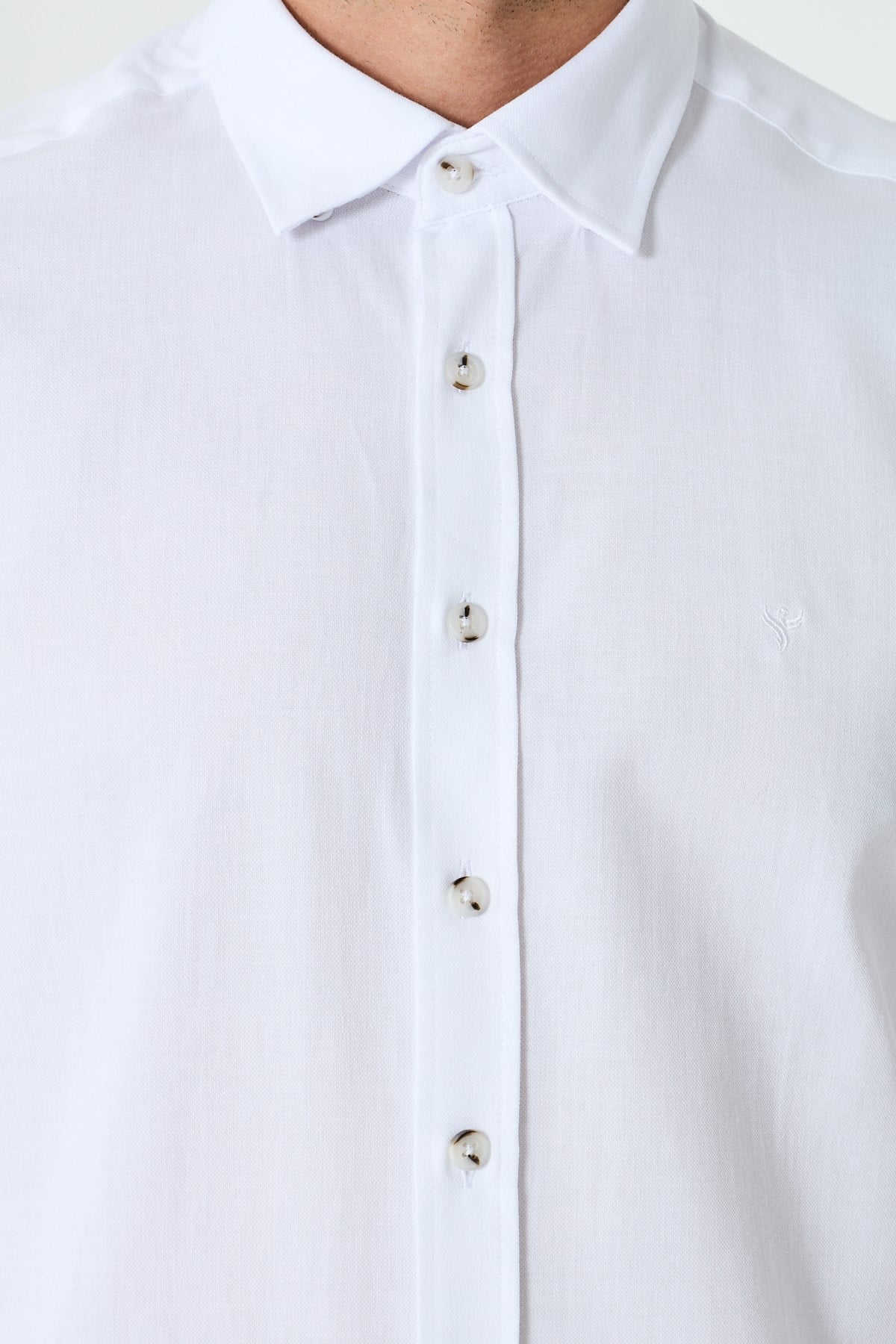 White StoneBeyaz %100 Pamuk Dynamic Fit Erkek Uzun Kollu Gömlek