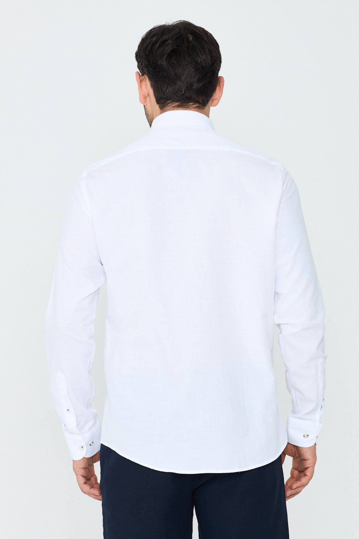 White StoneBeyaz %100 Pamuk Dynamic Fit Erkek Uzun Kollu Gömlek