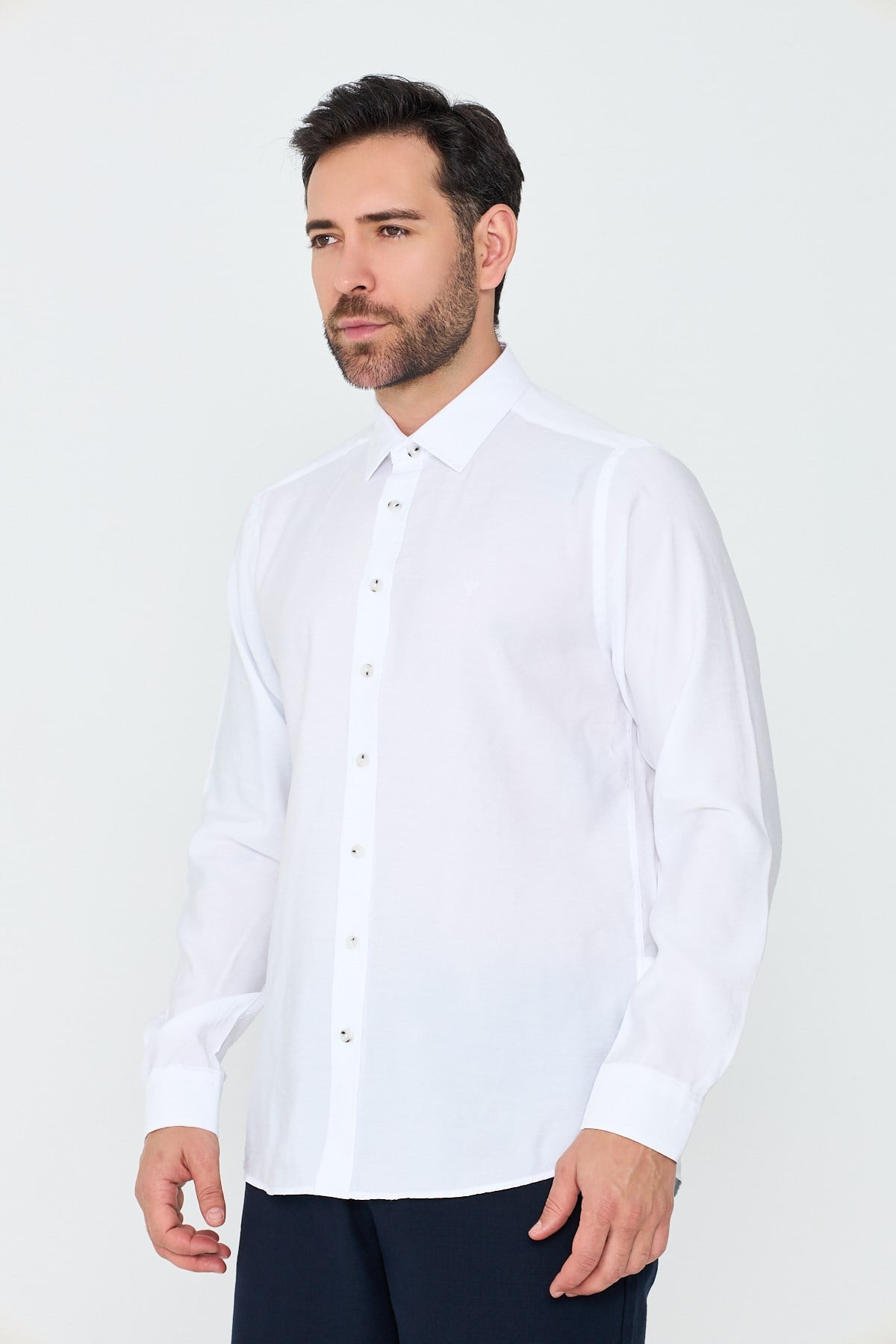 White StoneBeyaz Dynamic Fit Erkek Uzun Kollu Gömlek