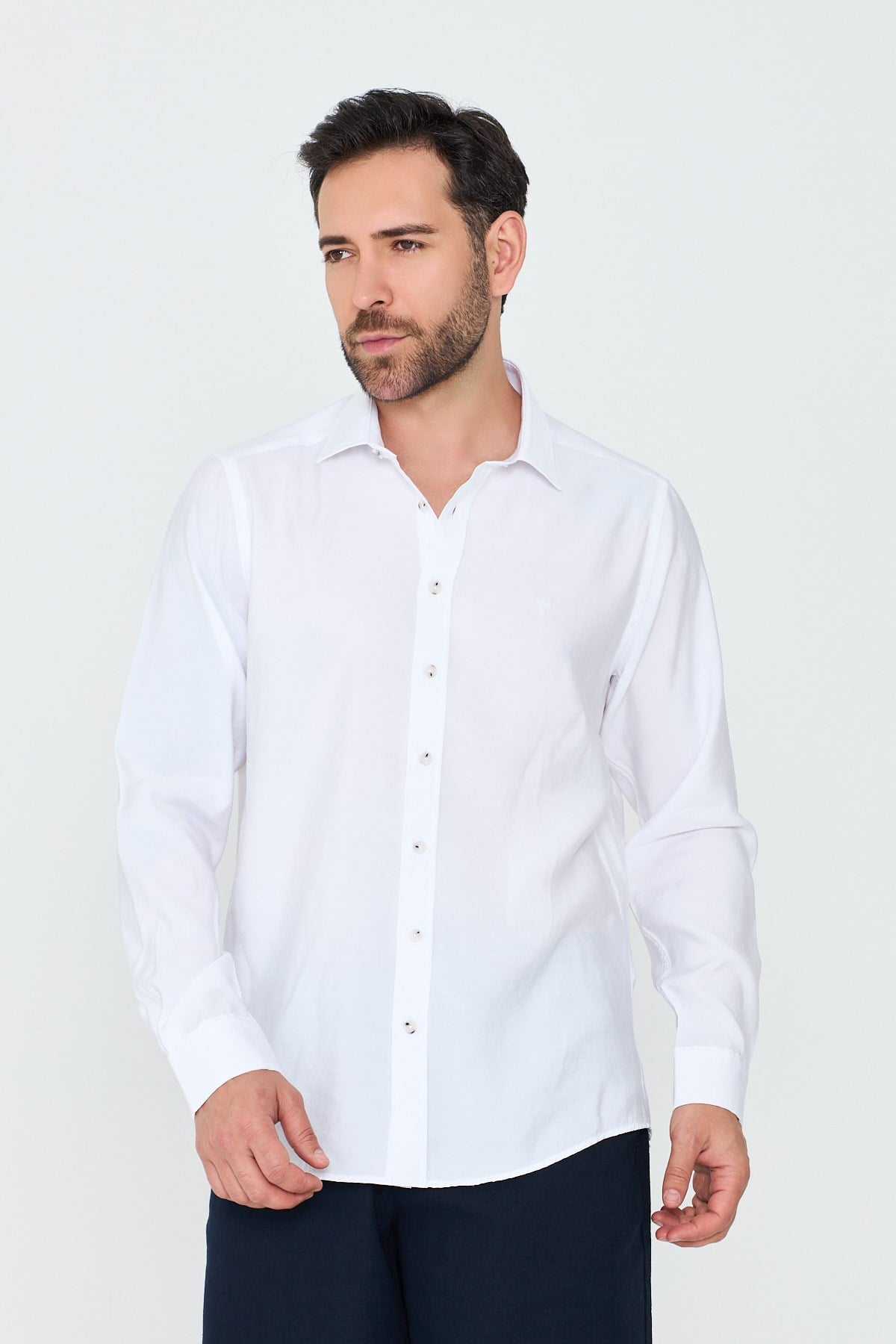 White StoneBeyaz Dynamic Fit Erkek Uzun Kollu Gömlek