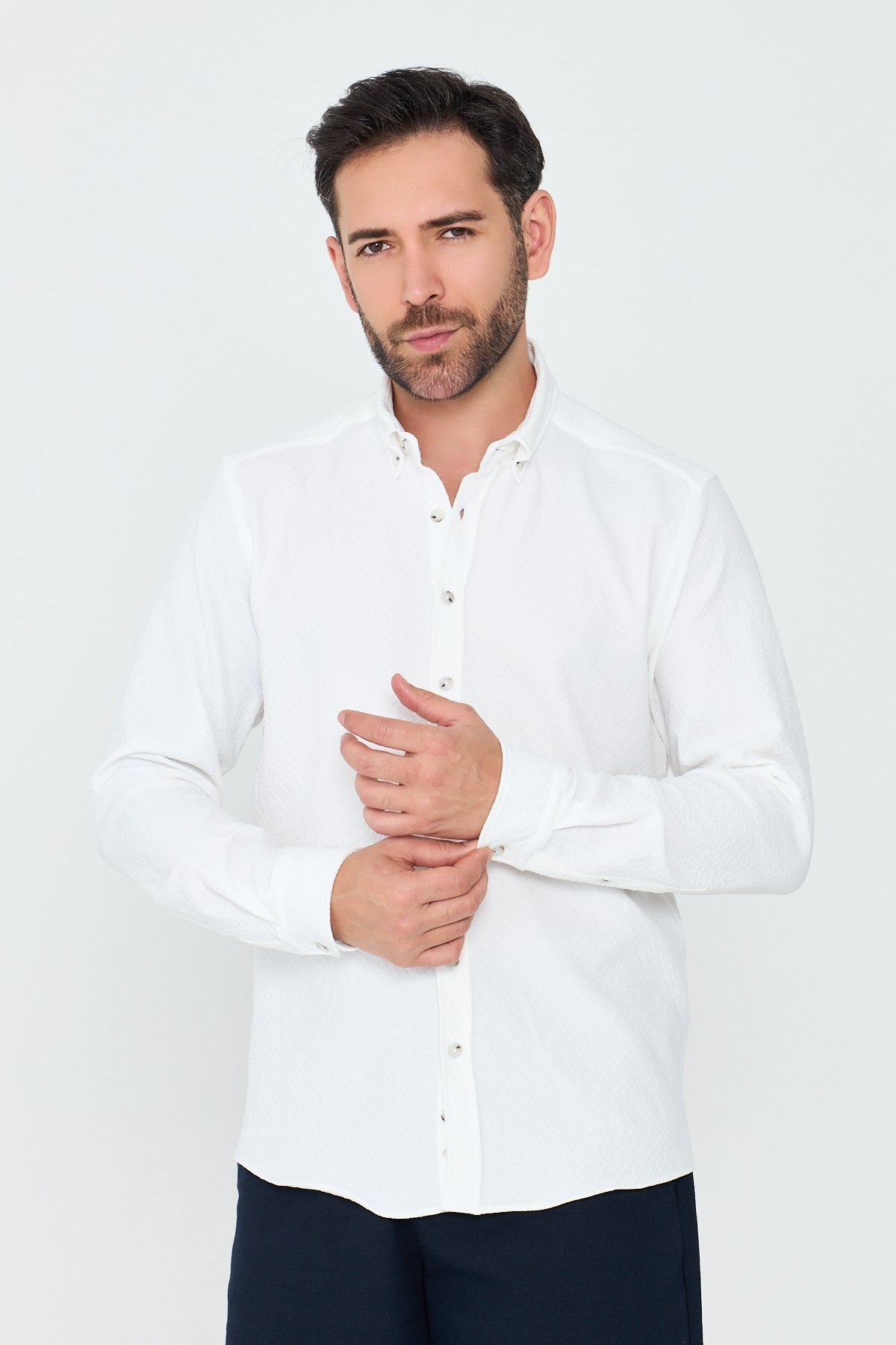 White StoneBeyaz Dynamic Fit Erkek Uzun Kollu Gömlek