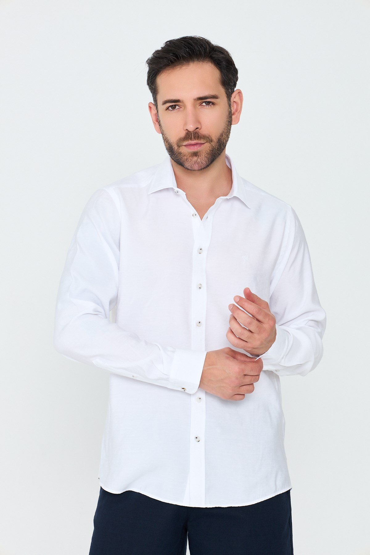 White StoneBeyaz Dynamic Fit Erkek Uzun Kollu Gömlek