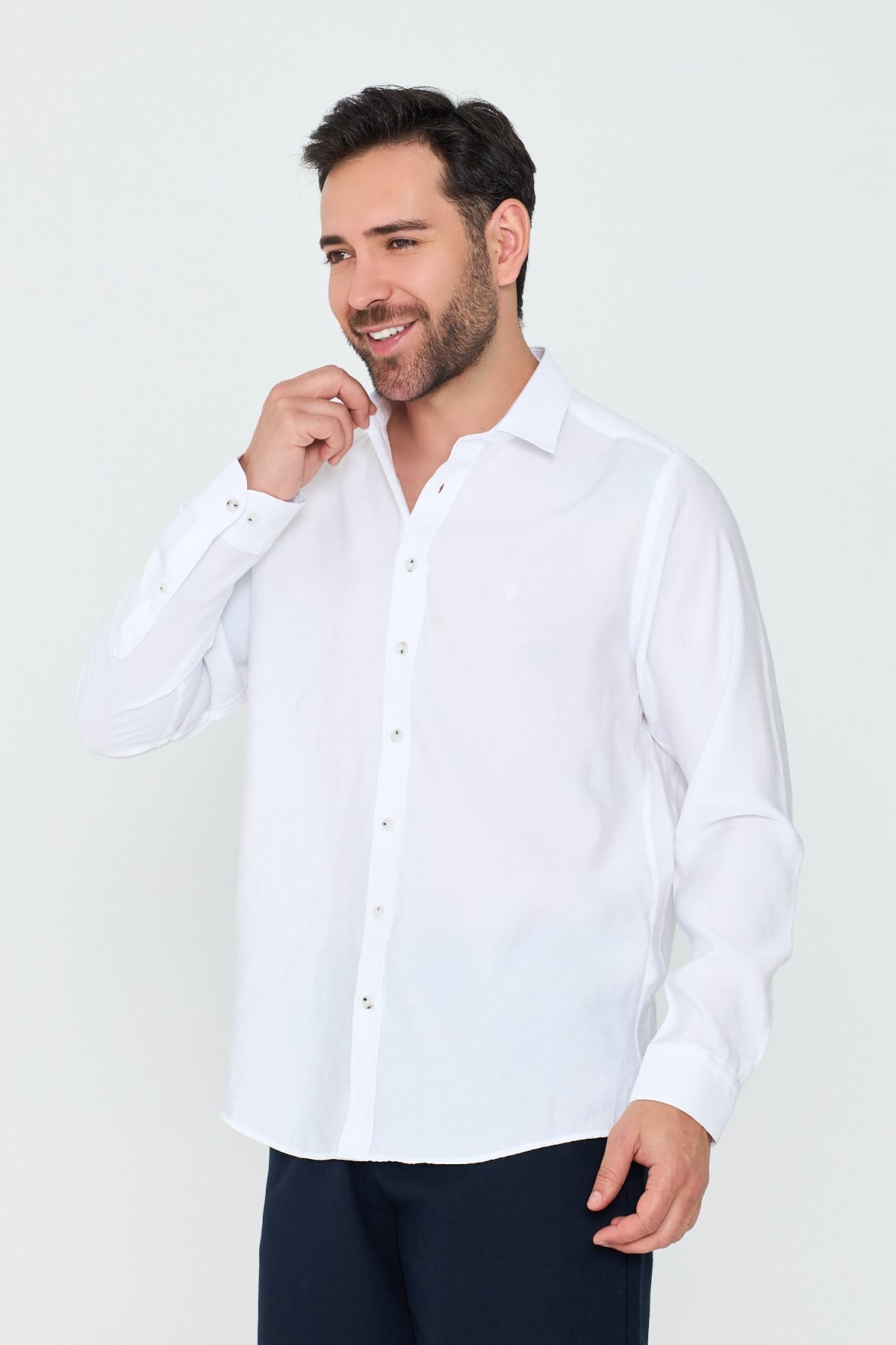 White StoneBeyaz Dynamic Fit Erkek Uzun Kollu Gömlek