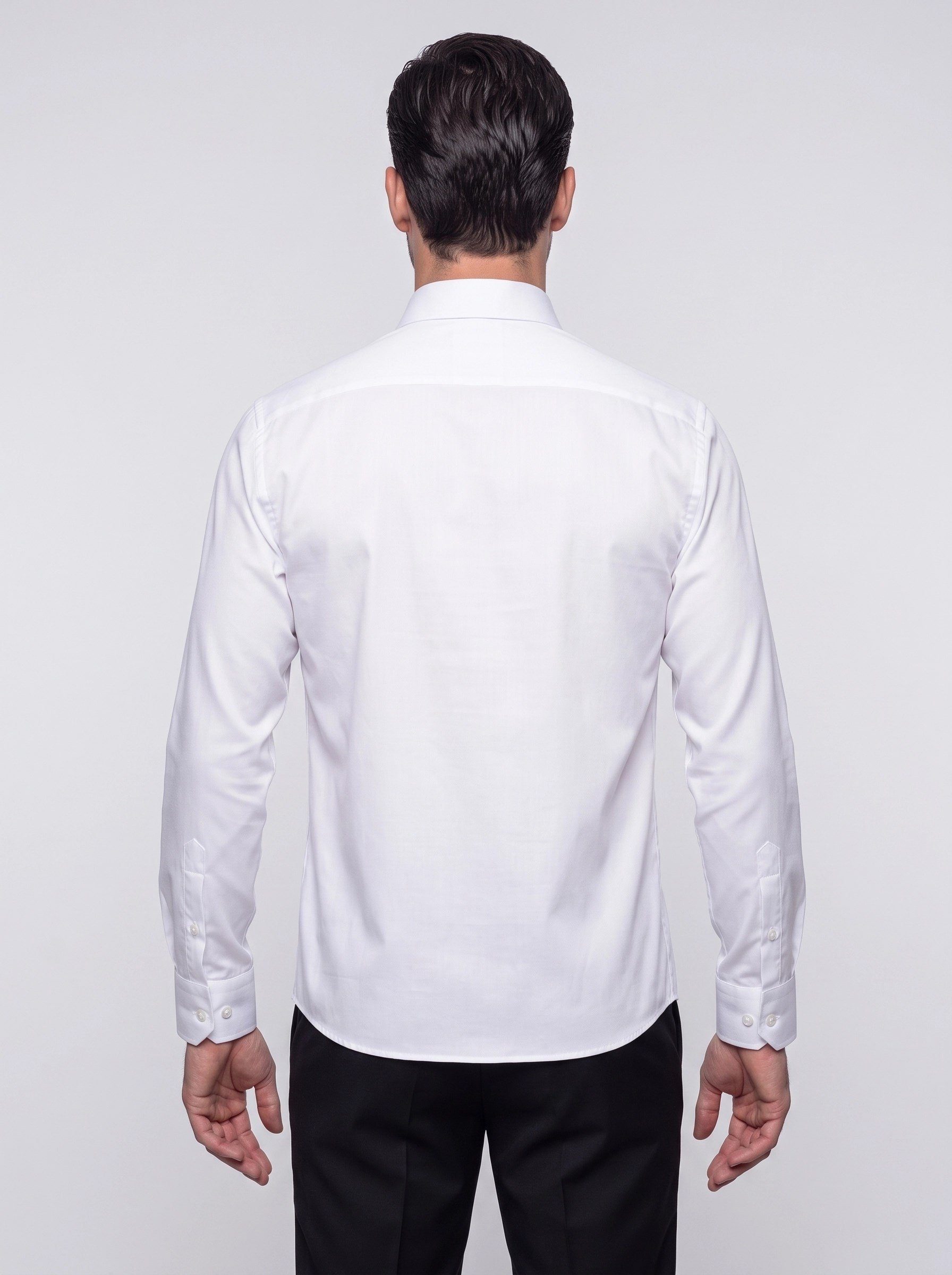 White StoneBeyaz Non-Iron Pamuklu Dynamic Fit Erkek Uzun Kollu Gömlek