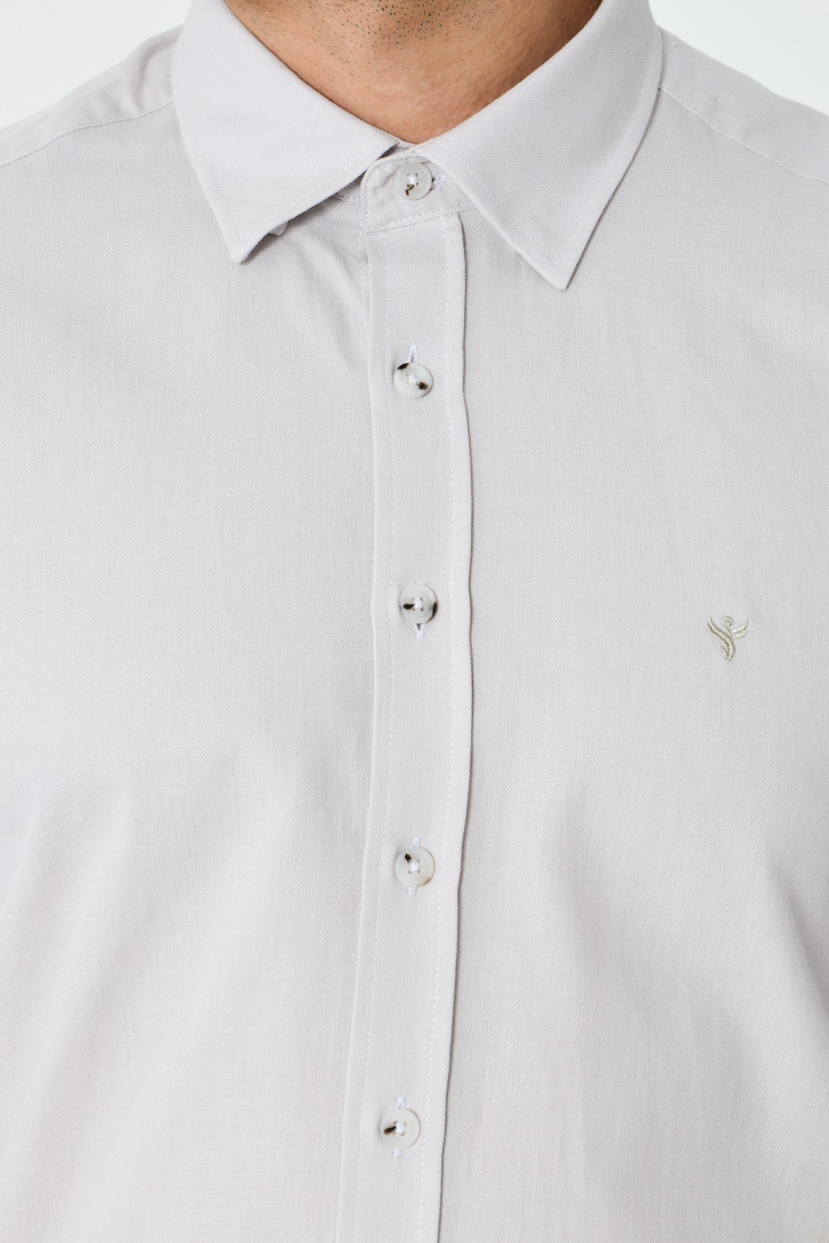 White StoneEkru %100 Pamuk Dynamic Fit Erkek Günlük Gömlek