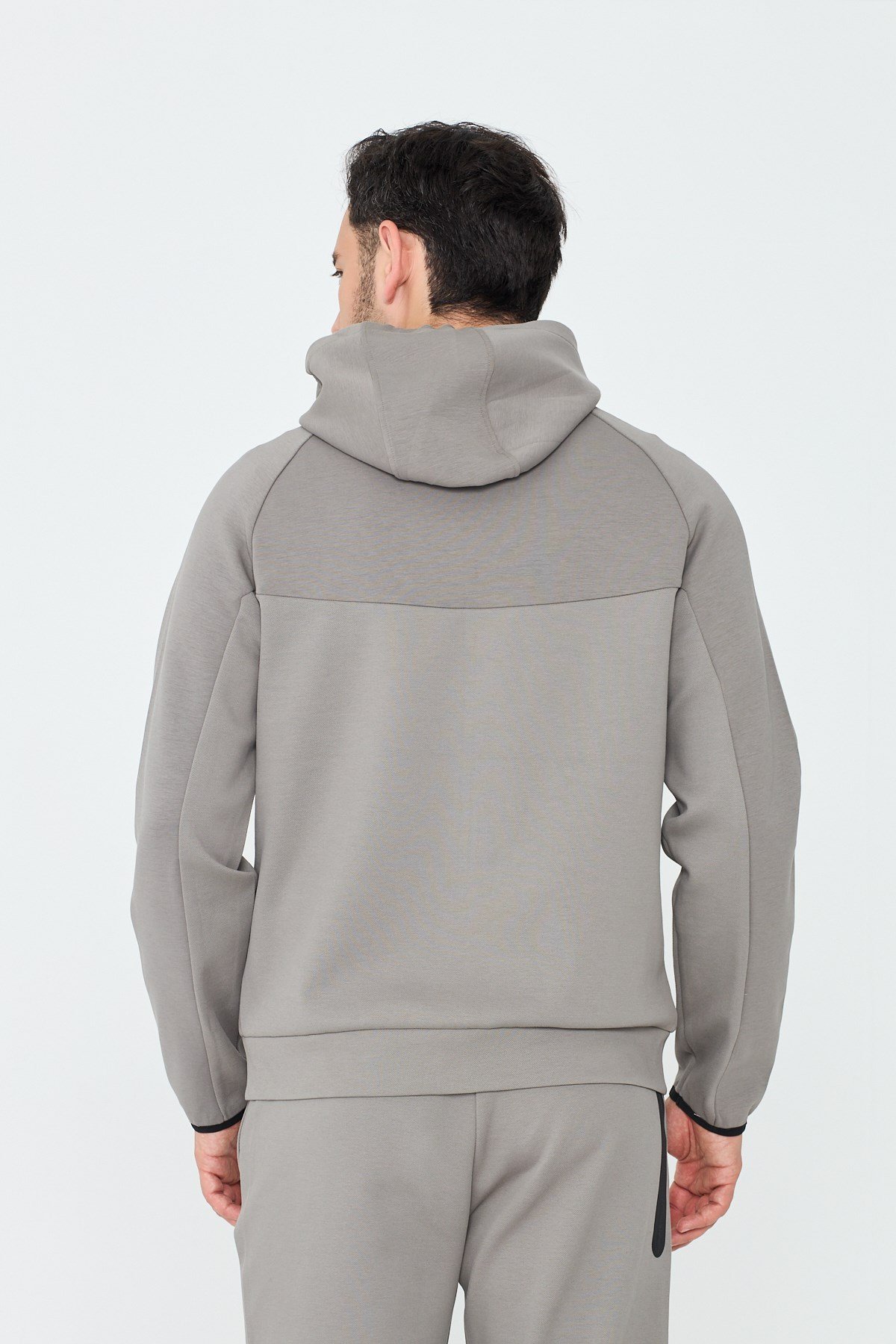 White StoneGri Cepli Kapüşonlu Fermuarlı Erkek Sweatshirt