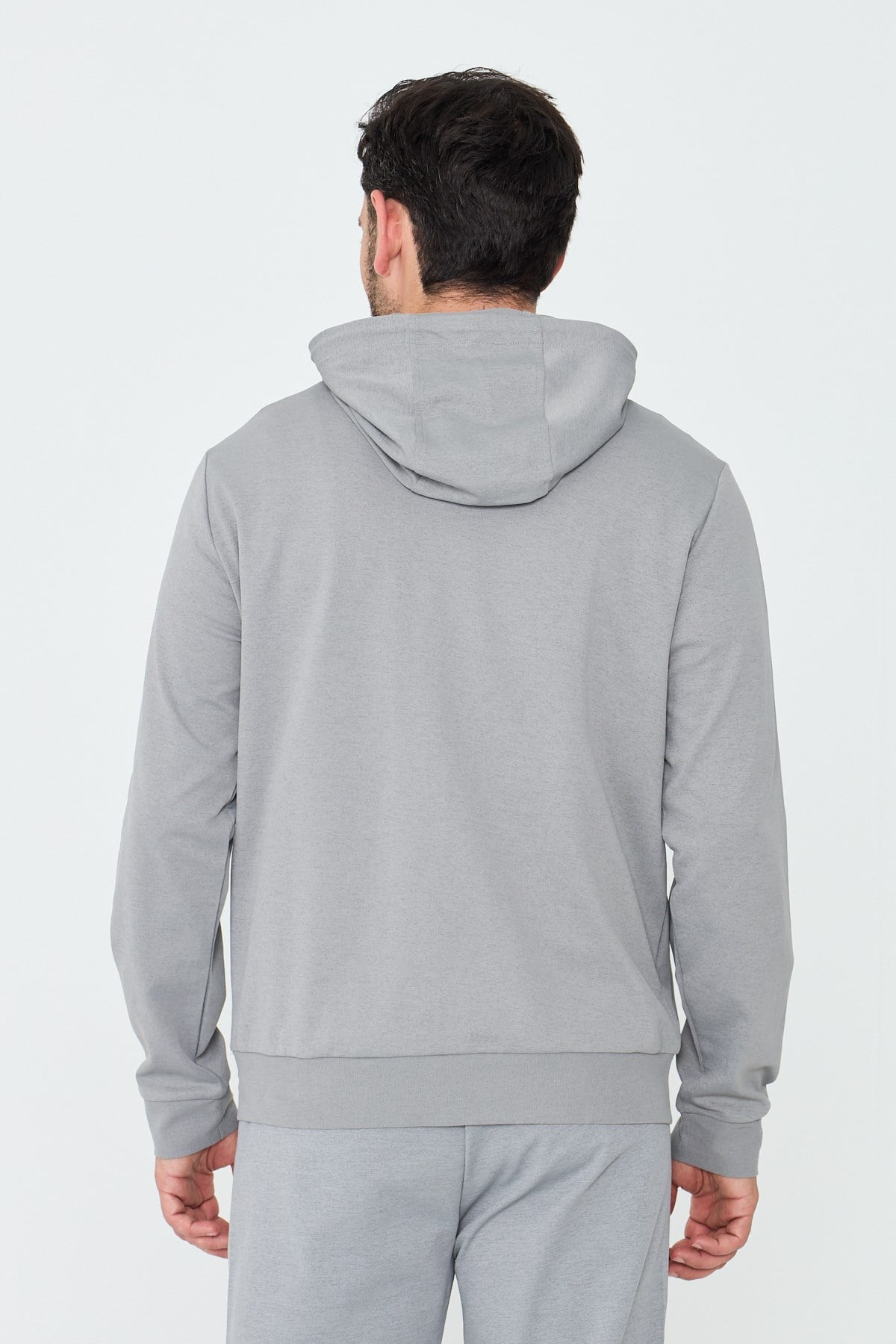 White StoneGri Kapüşonlı Fermuarlı Erkek Sweatshirt