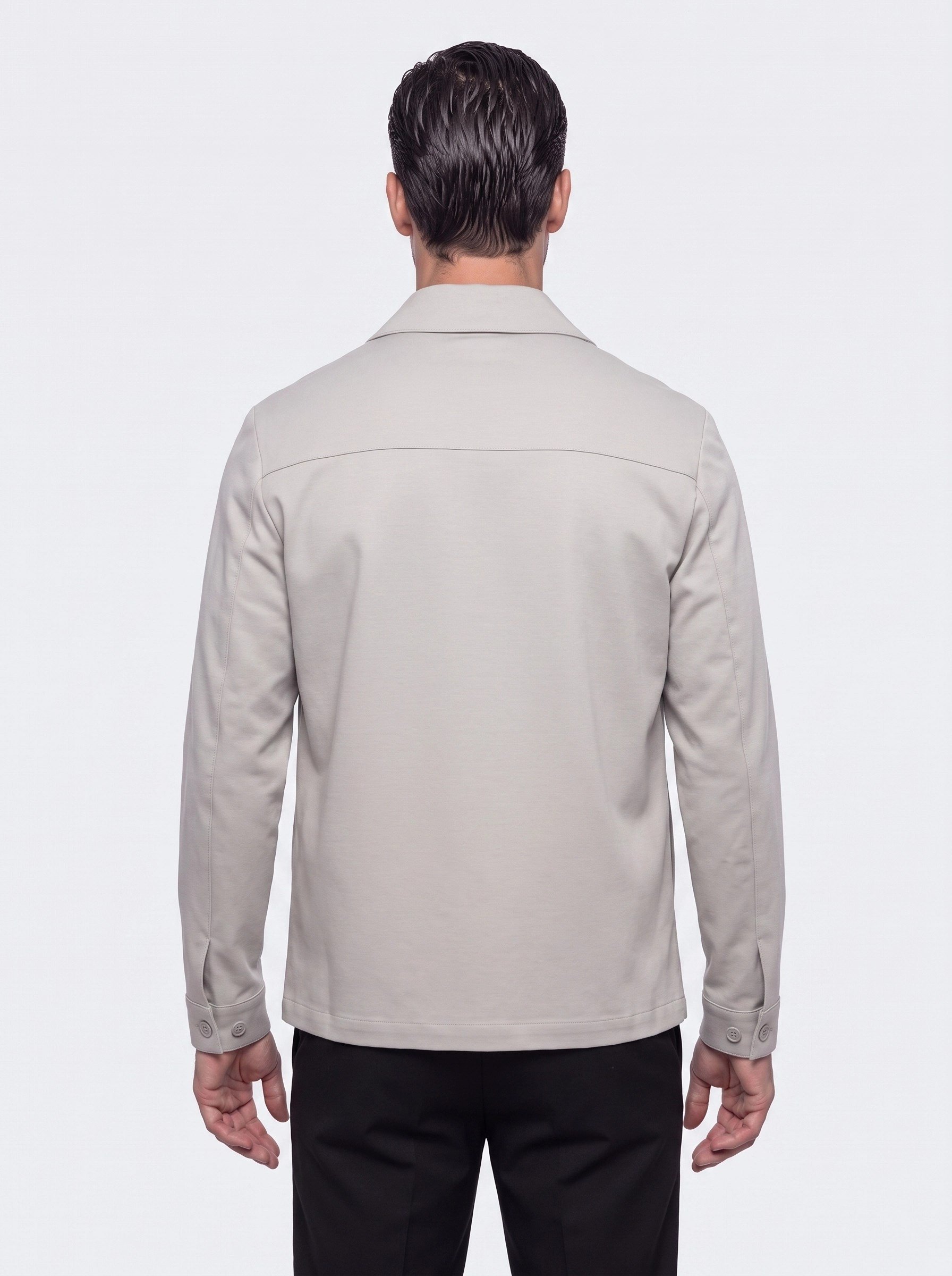 White StoneGri Regular Fit Ön Cepli Erkek Gömlek Mont