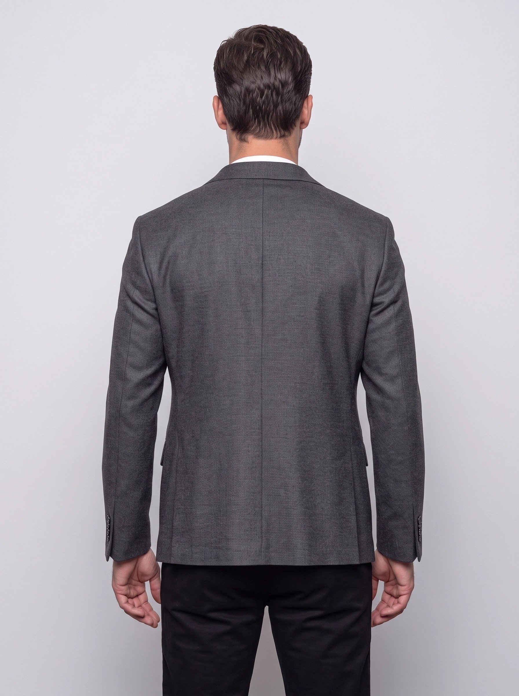 White StoneGri Slim Fit Sivri Yaka 6 Drop Erkek Günlük Ceket