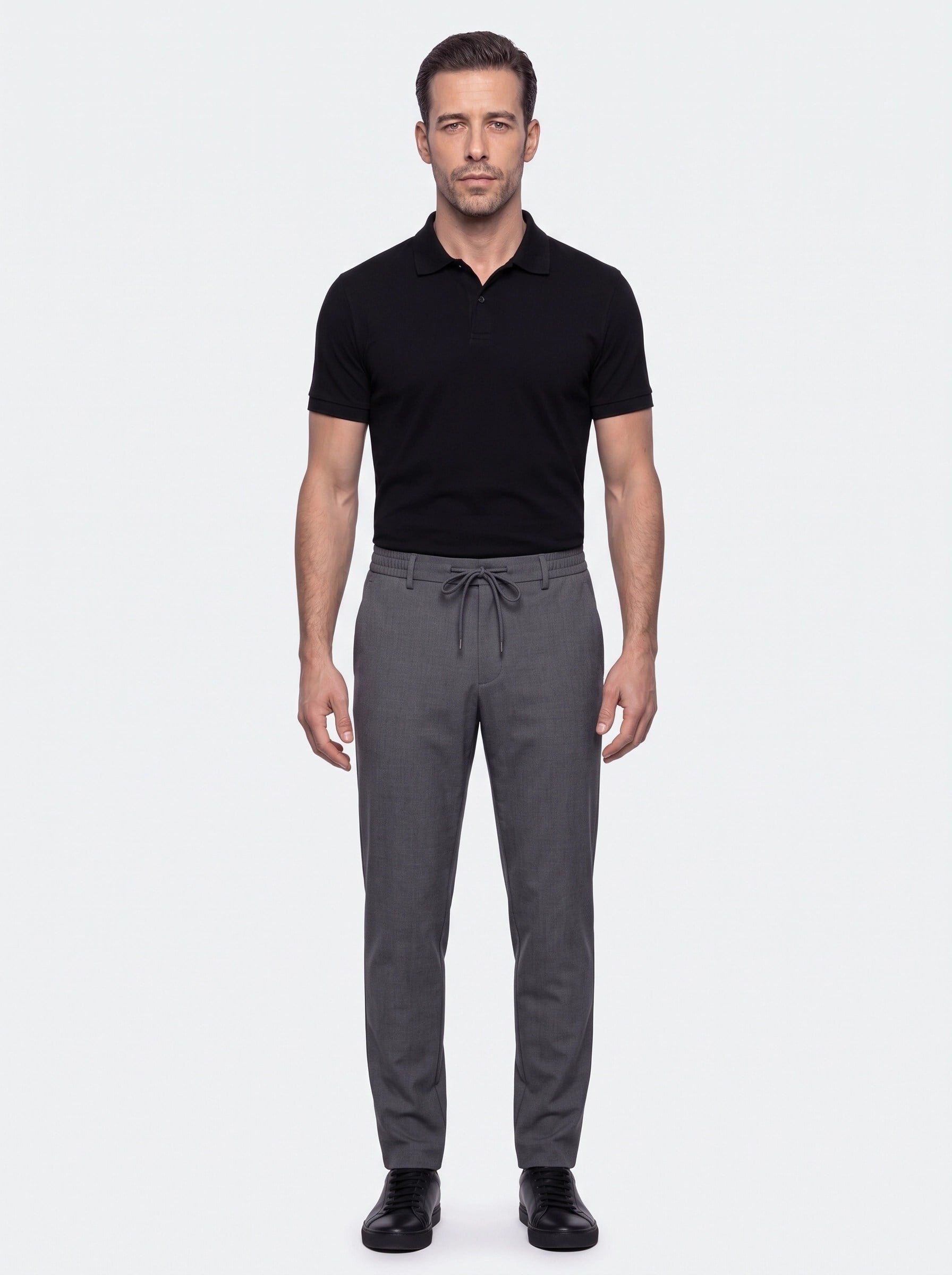 White StoneGri Yandan Cepli Slim Fit Jogger Spor Pantolon