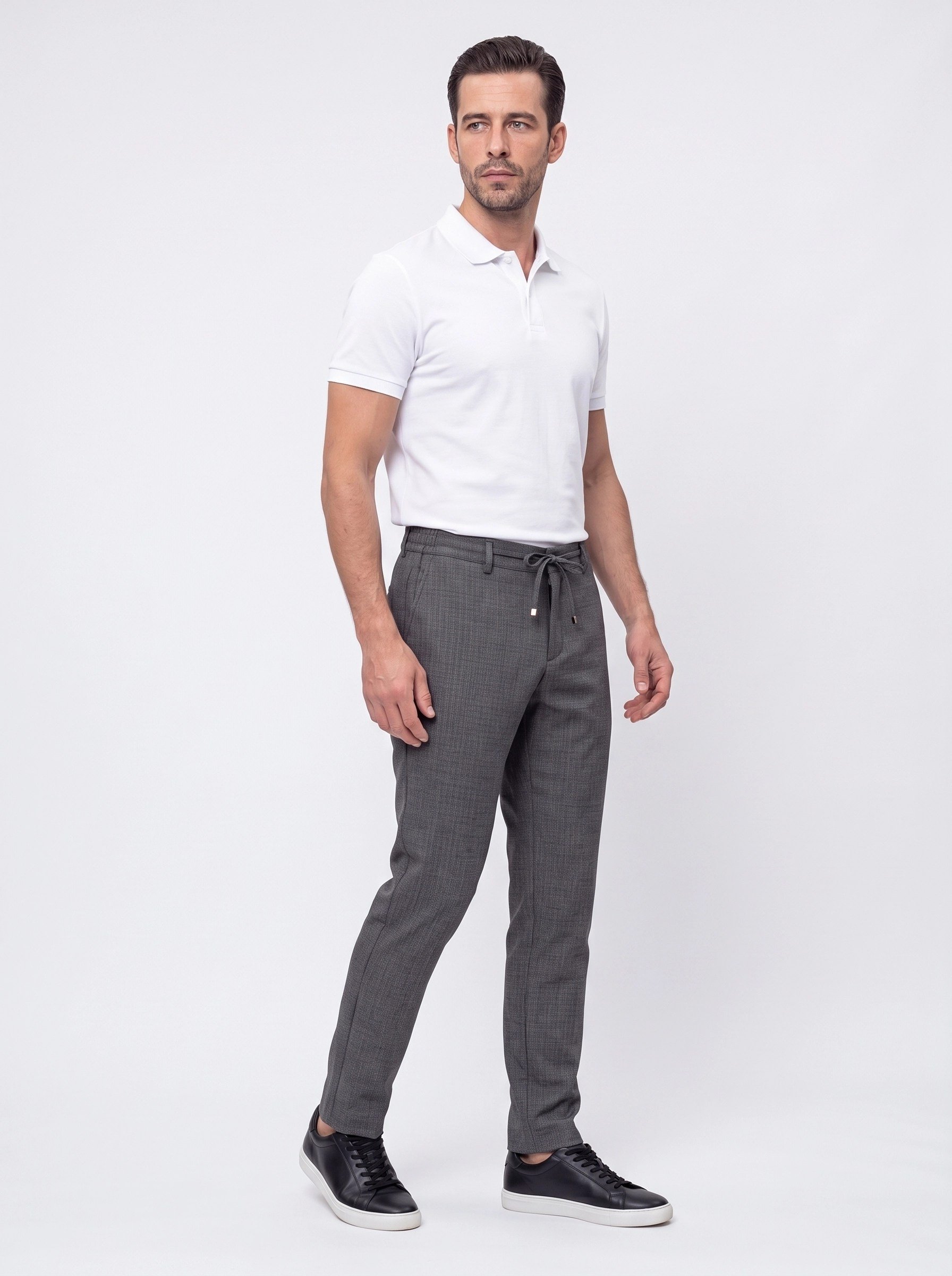 White StoneGri Yandan Lastikli Regular Fit Erkek Jogger Pantolon