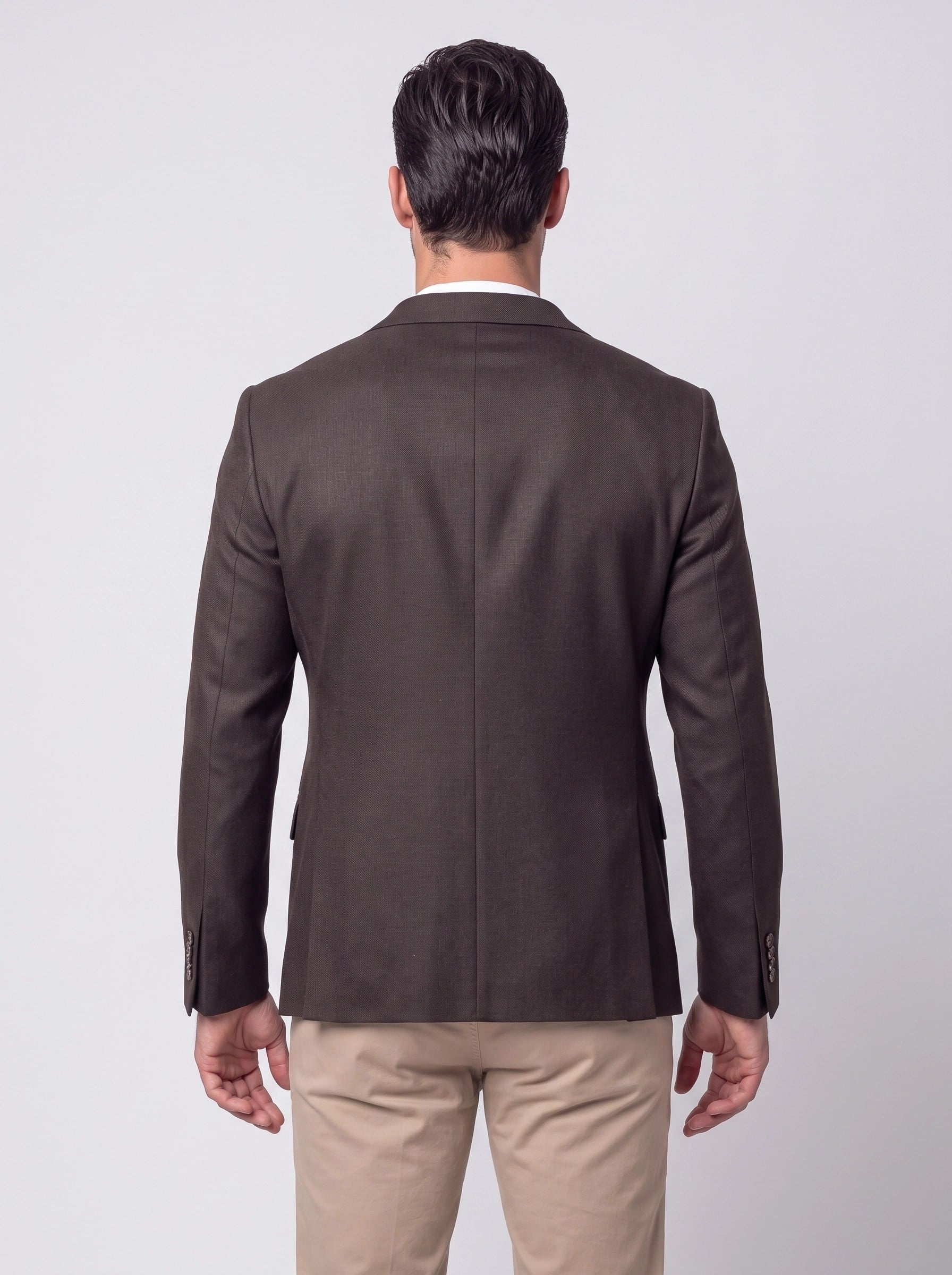 White StoneKahverengi Slim Fit Sivri Yaka 6 Drop Erkek Günlük Ceket