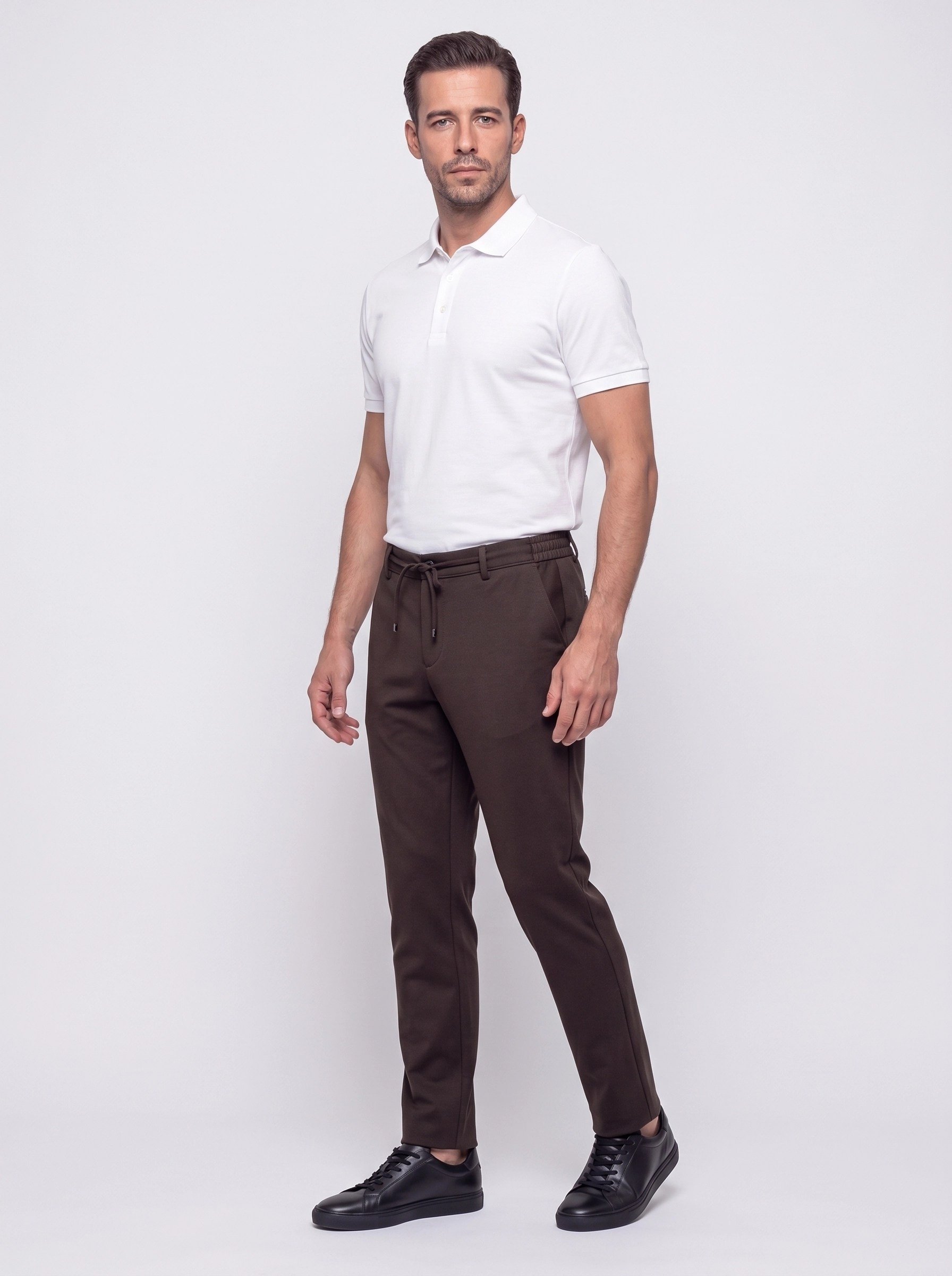 White StoneKahverengi Yandan Cepli Slim Fit Jogger Spor Pantolon