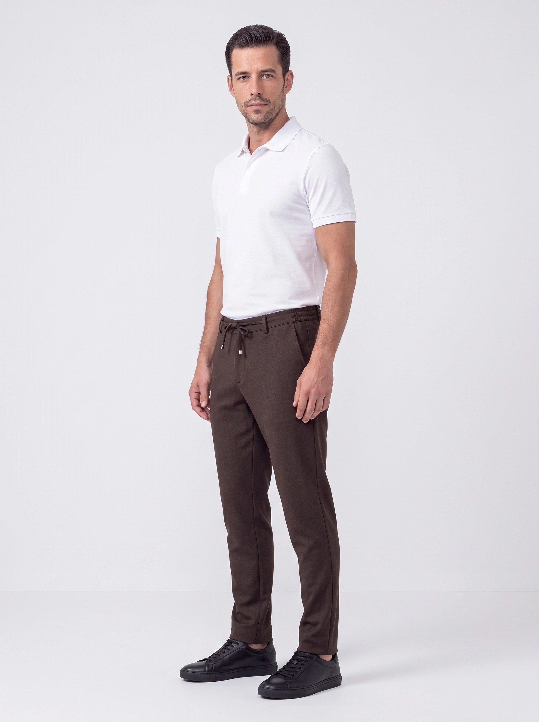 White StoneKahverengi Yandan Lastikli Regular Fit Erkek Jogger Pantolon