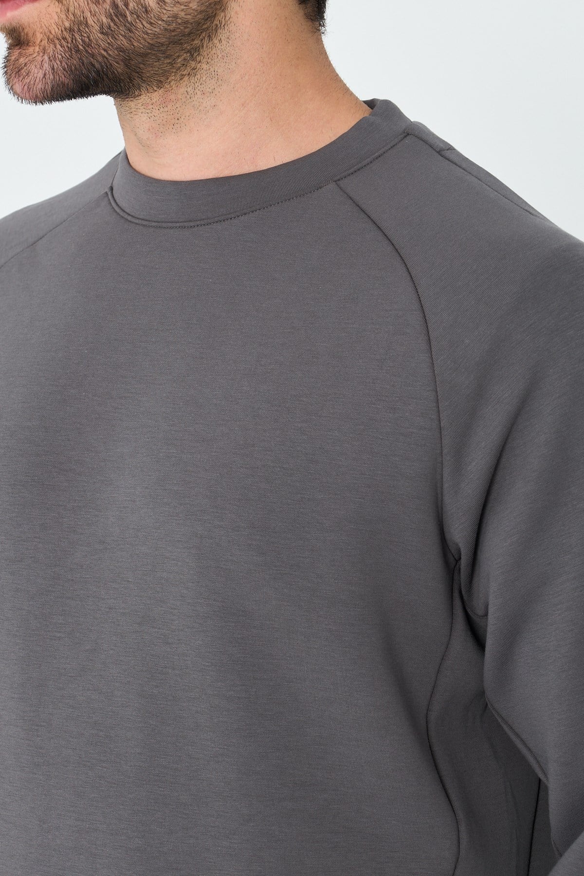 White StoneKoyu Gri Pamuklu Erkek Basic Sweatshirt