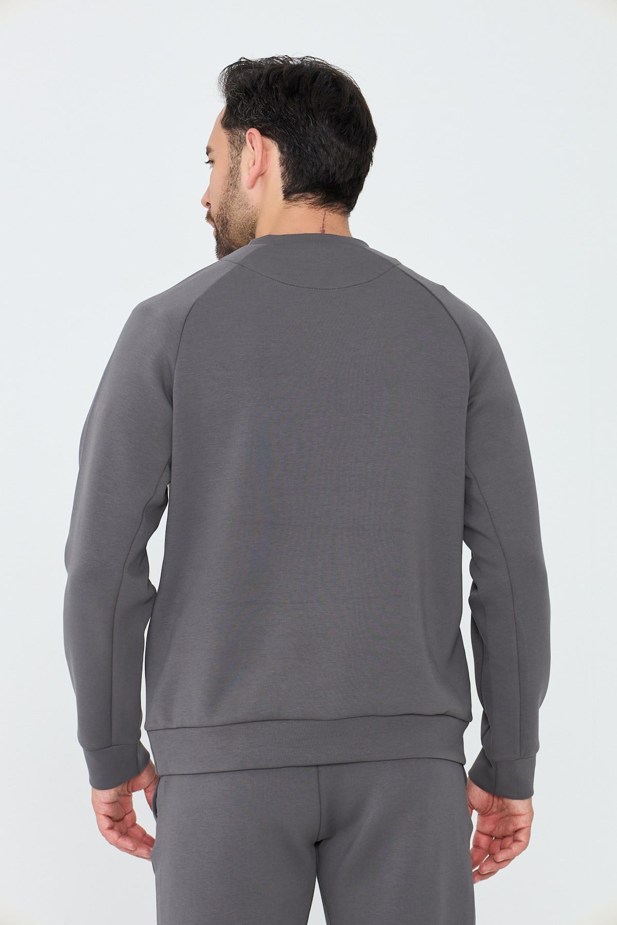 White StoneKoyu Gri Pamuklu Erkek Basic Sweatshirt