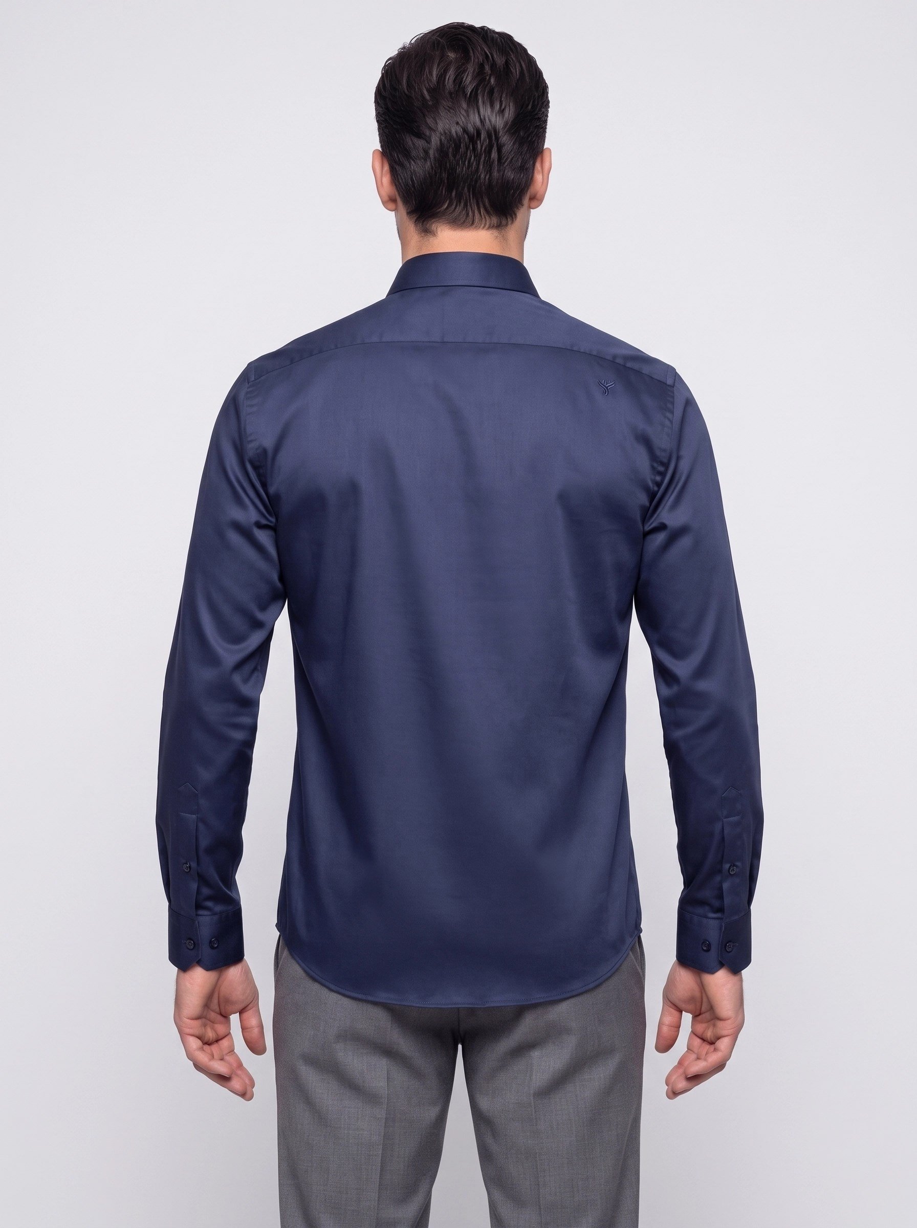 White StoneLacivert Non-Iron Pamuklu Dynamic Fit Erkek Uzun Kollu Gömlek