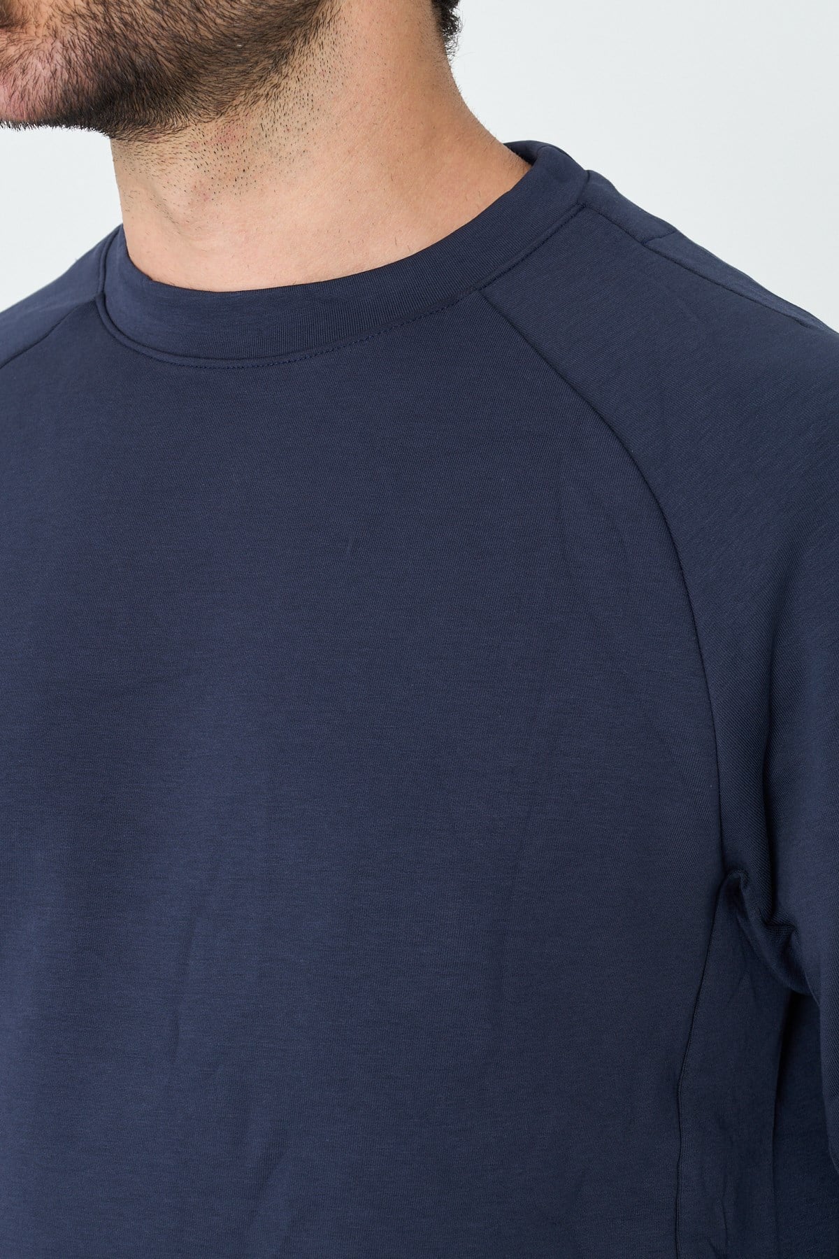 White StoneLacivert Pamuklu Erkek Basic Sweatshirt