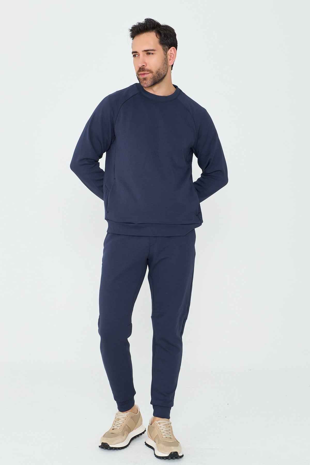 White StoneLacivert Pamuklu Erkek Basic Sweatshirt