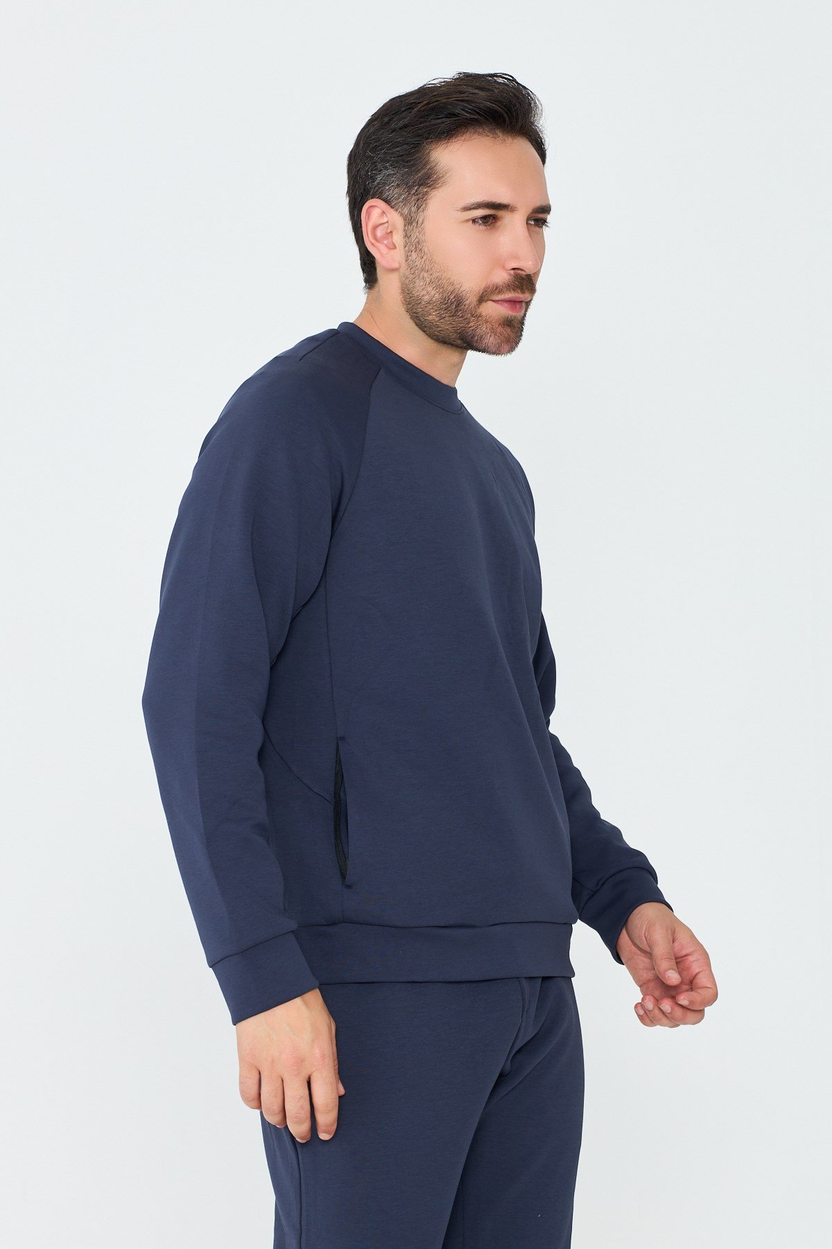 White StoneLacivert Pamuklu Erkek Basic Sweatshirt