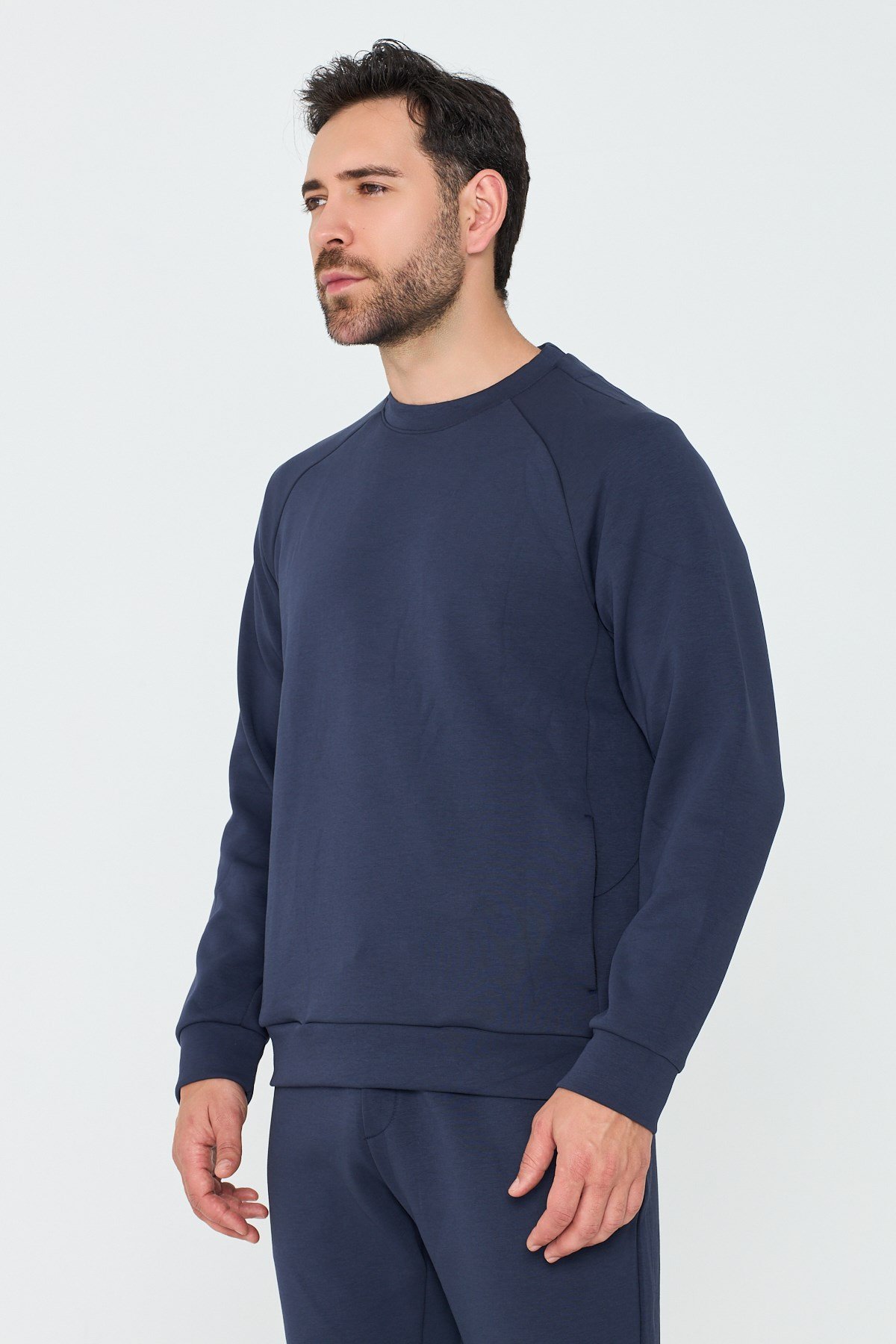 White StoneLacivert Pamuklu Erkek Basic Sweatshirt