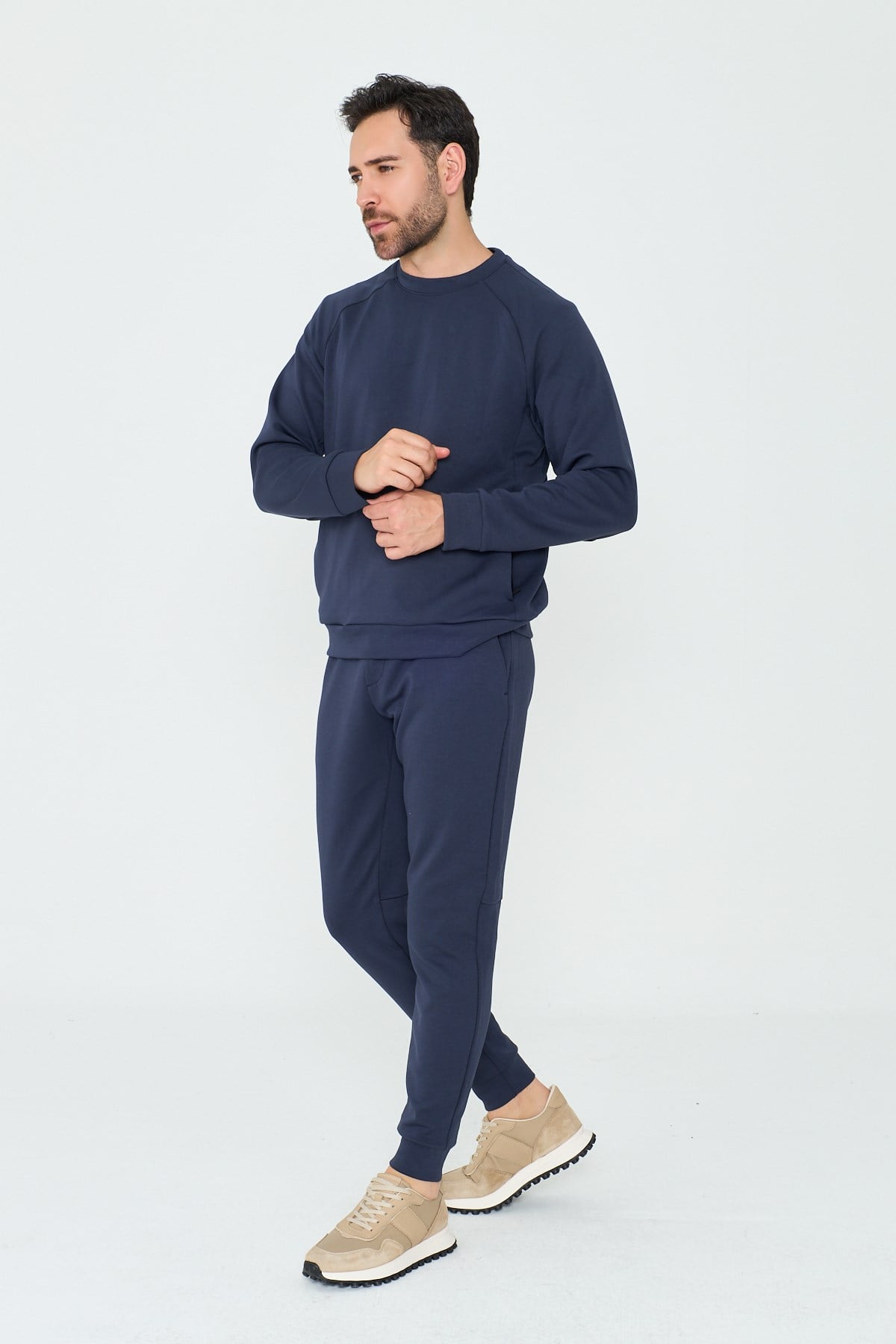 White StoneLacivert Pamuklu Erkek Basic Sweatshirt