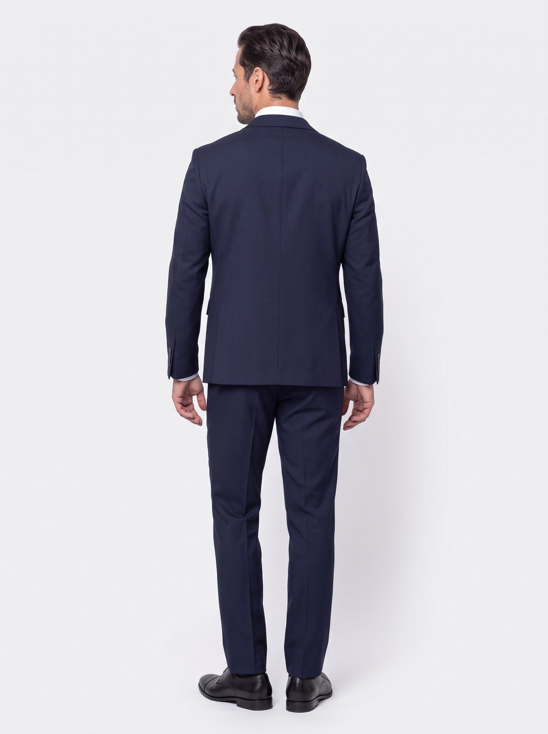 White StoneLacivert Regular Fit 4 Drop Mikro Desenli Mono Yaka Erkek Takım Elbise