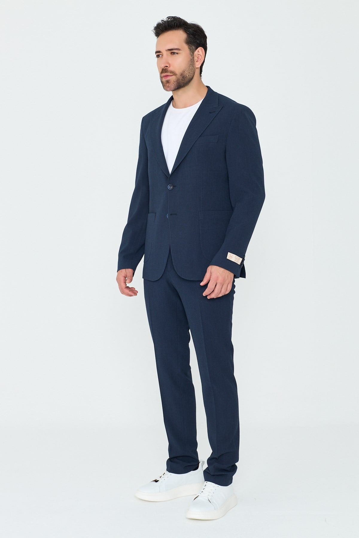 White StoneLacivert Sivri Yaka 6 Drop Regular Fit Erkek Günlük Takım Elbise