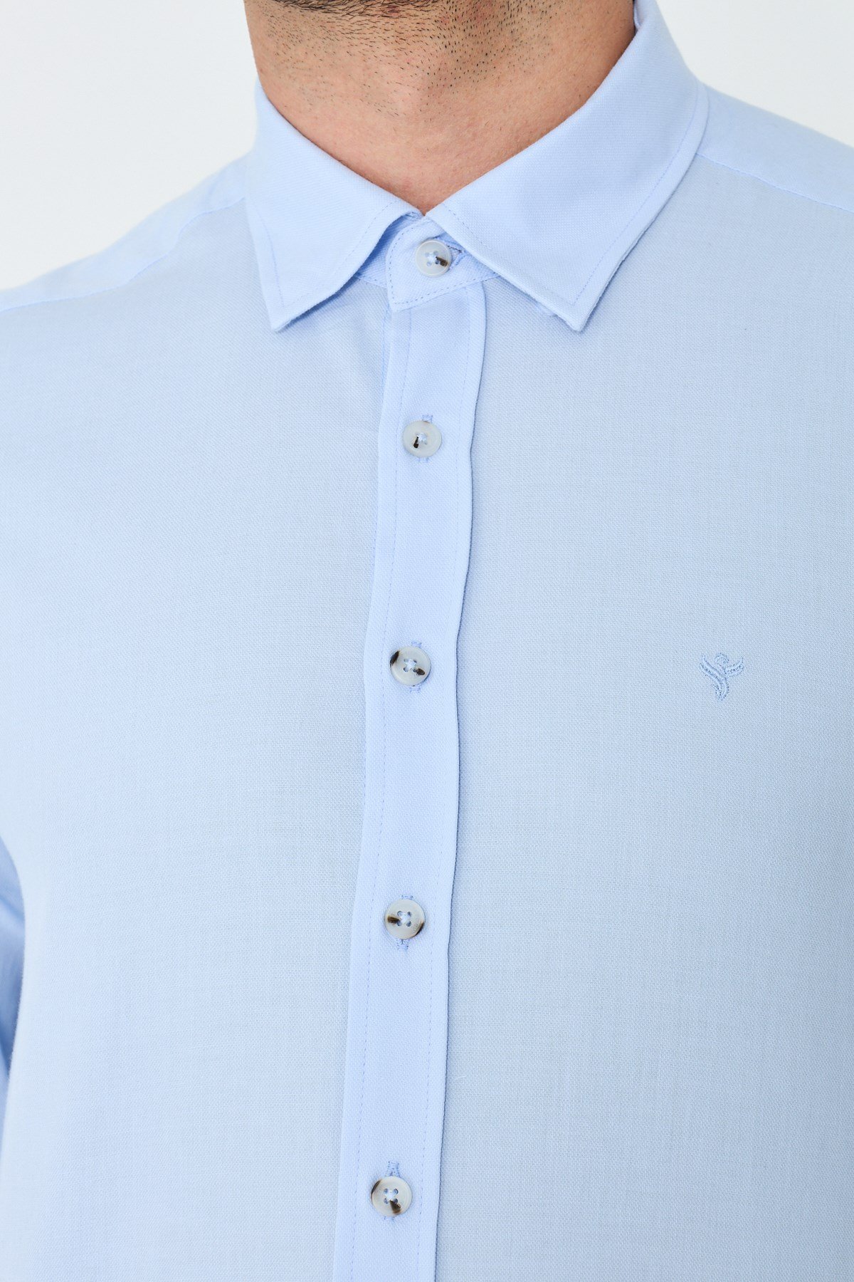 White StoneMavi %100 Pamuk Regular Fit Erkek Uzun Kollu Gömlek