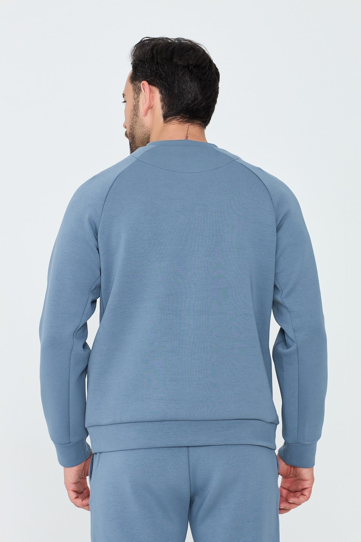 White StoneMavi Pamuklu Erkek Basic Sweatshirt