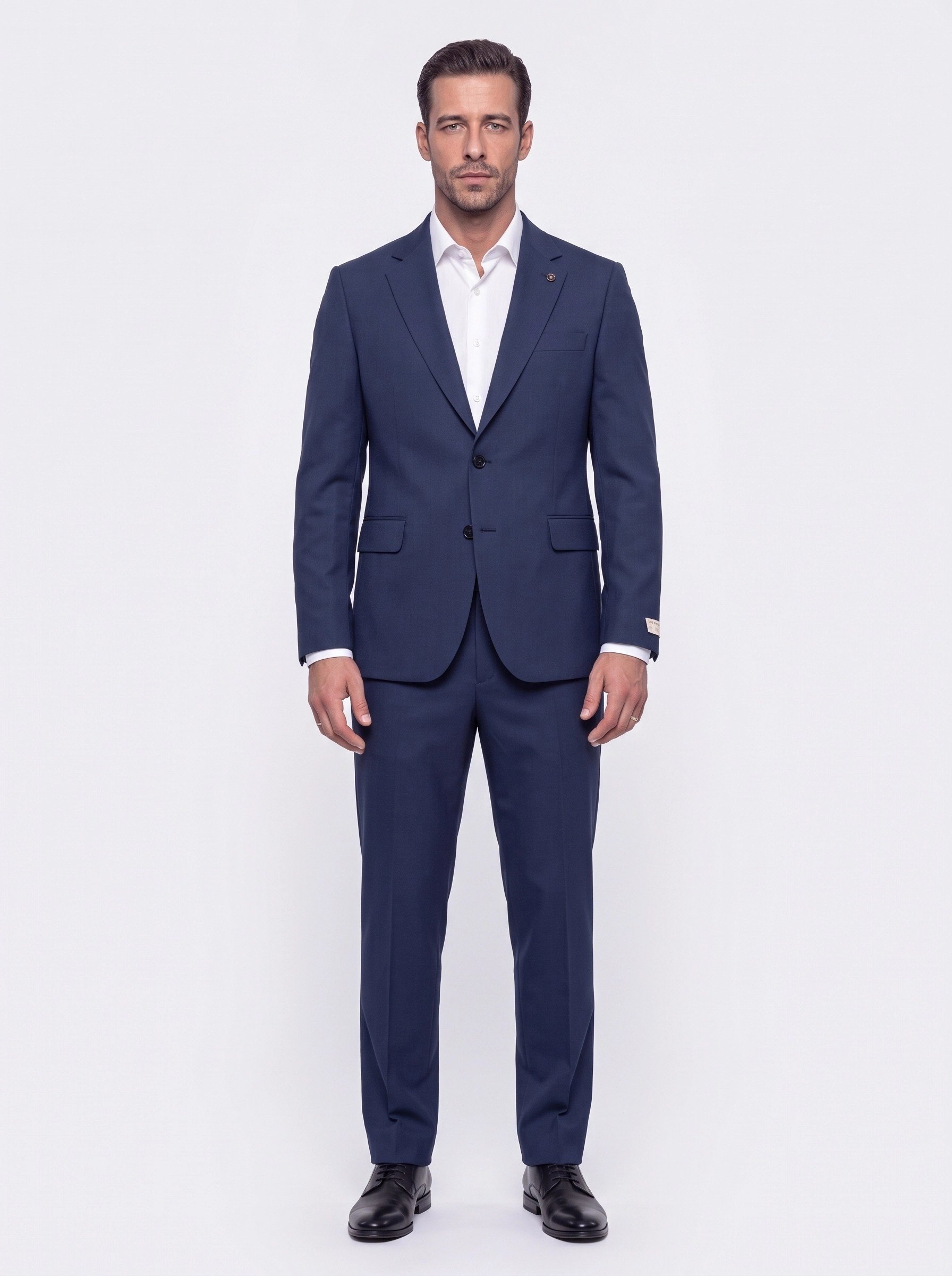 White StoneParlement Mavisi Regular Fit 4 Drop Mikro Desenli Mono Yaka Erkek Takım Elbise