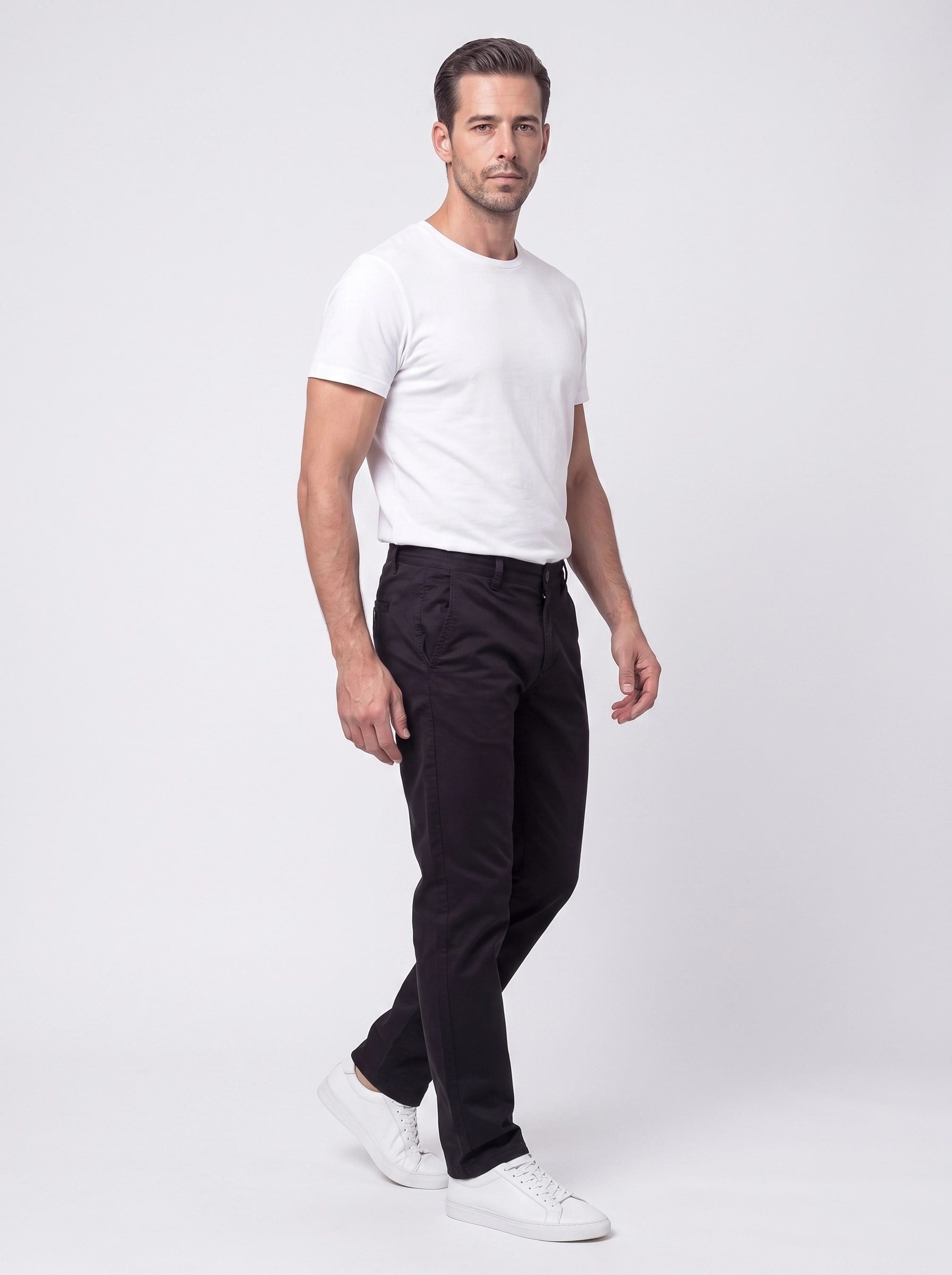 White StoneSiyah Dynamic Fit Yandan Lastikli Erkek Jogger Pantolon