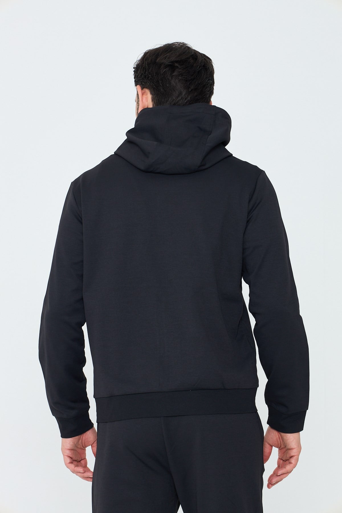 White StoneSiyah Kapüşonlu Fermuarlı Erkek Sweatshirt