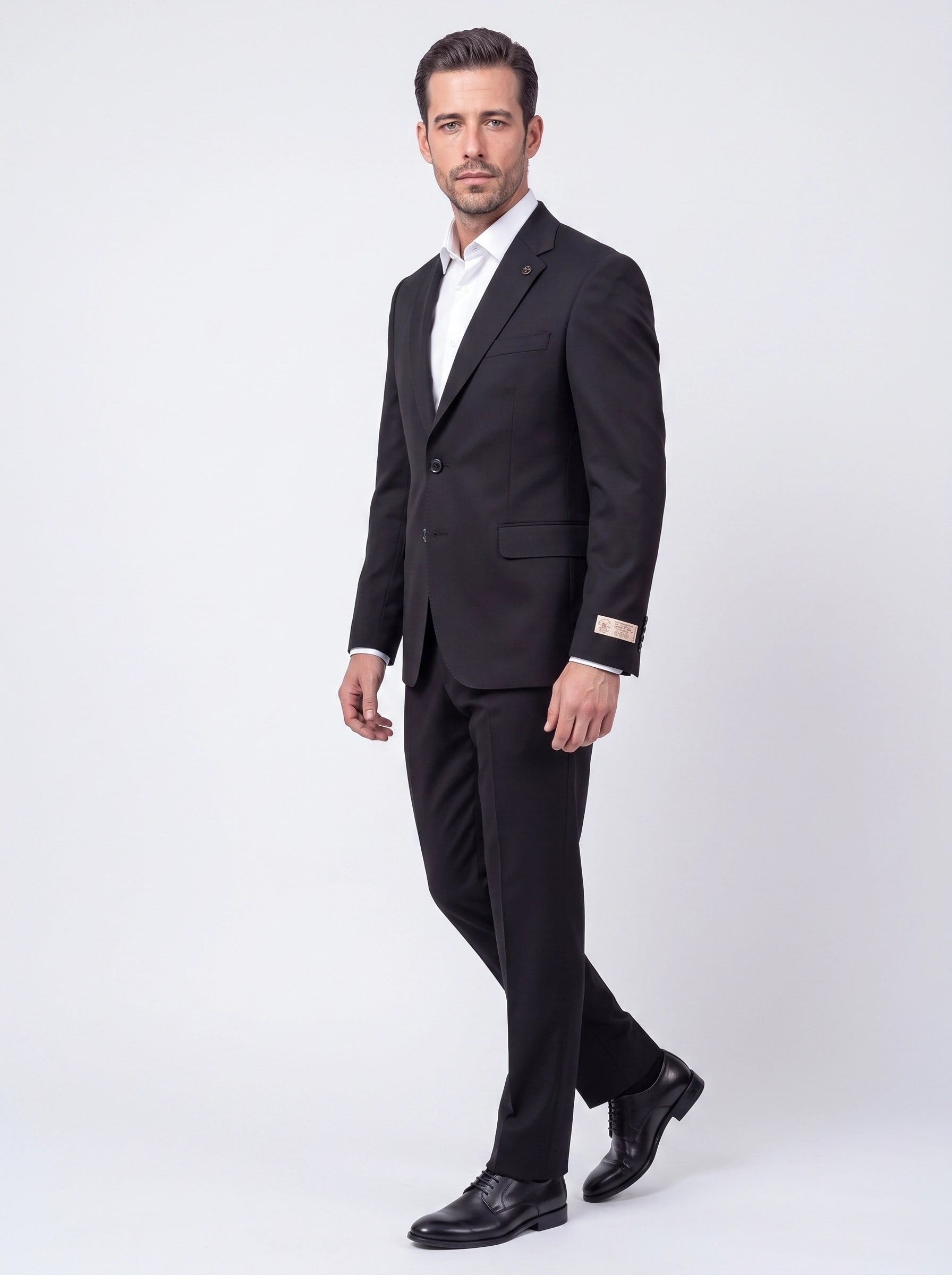 White StoneSiyah Mono Yaka 4 Drop Regular Fit Günlük Takım Elbise
