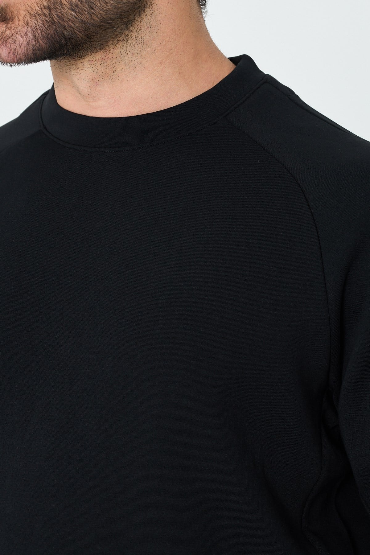 White StoneSiyah Pamuklu Erkek Basic Sweatshirt