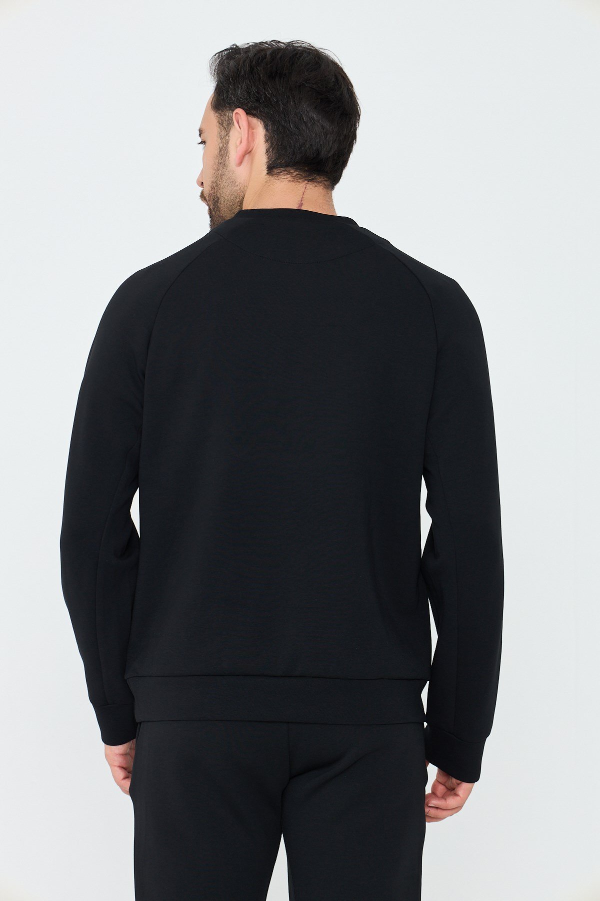White StoneSiyah Pamuklu Erkek Basic Sweatshirt