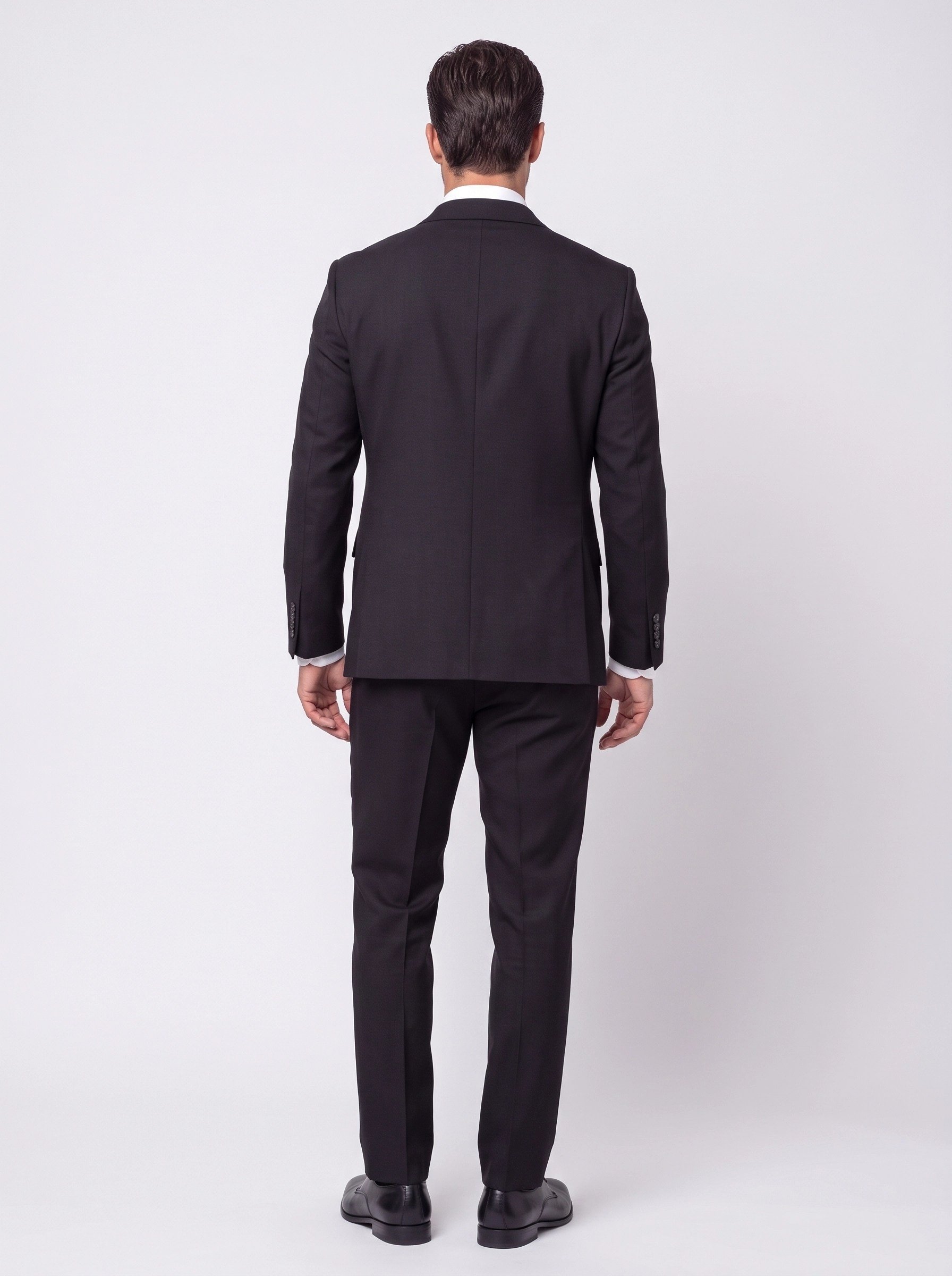 White StoneSiyah Regular Fit 4 Drop Mikro Desenli Mono Yaka Erkek Takım Elbise