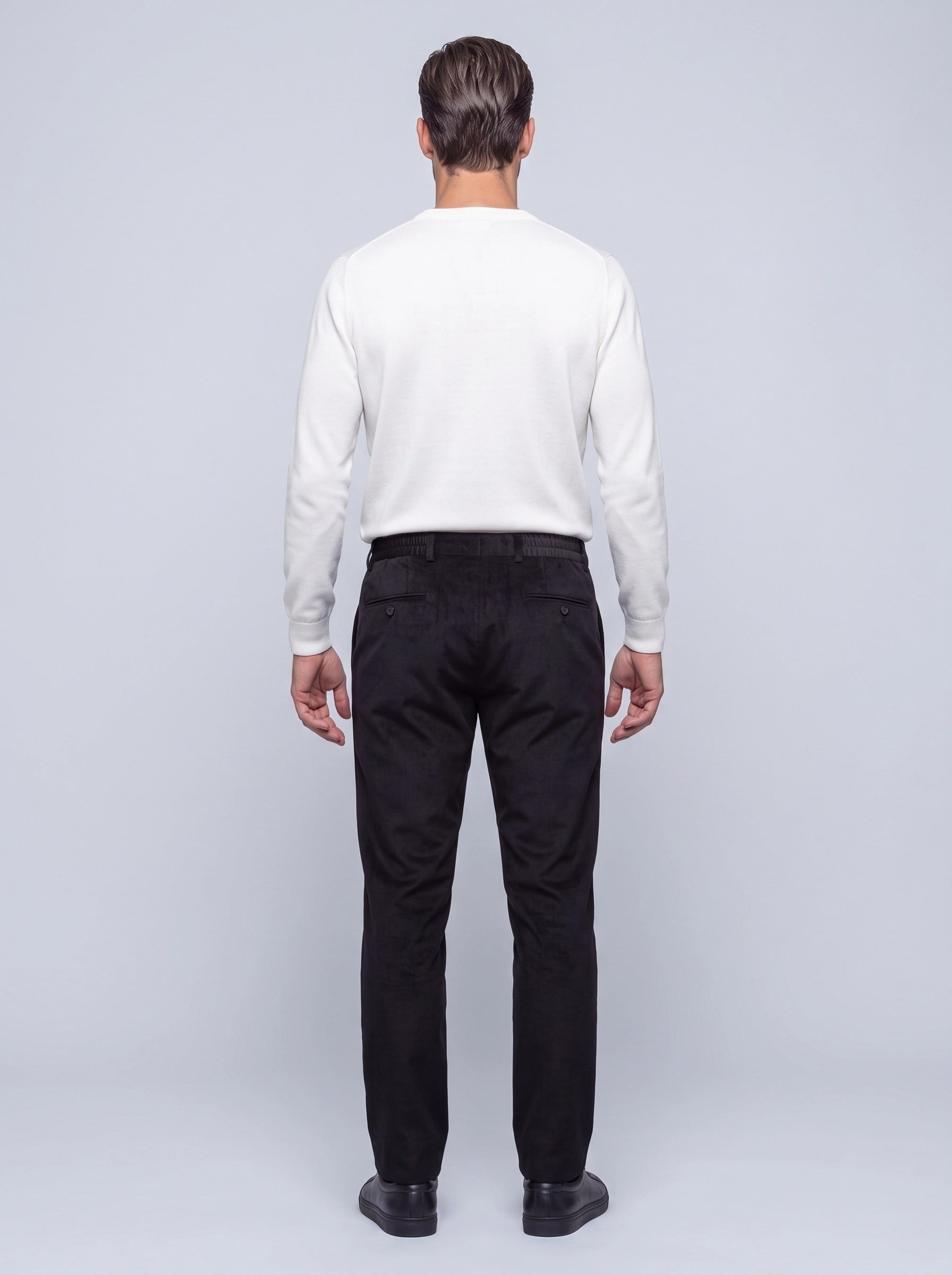 White StoneSiyah Regular Fit Kadife Jogger Spor Pantolon