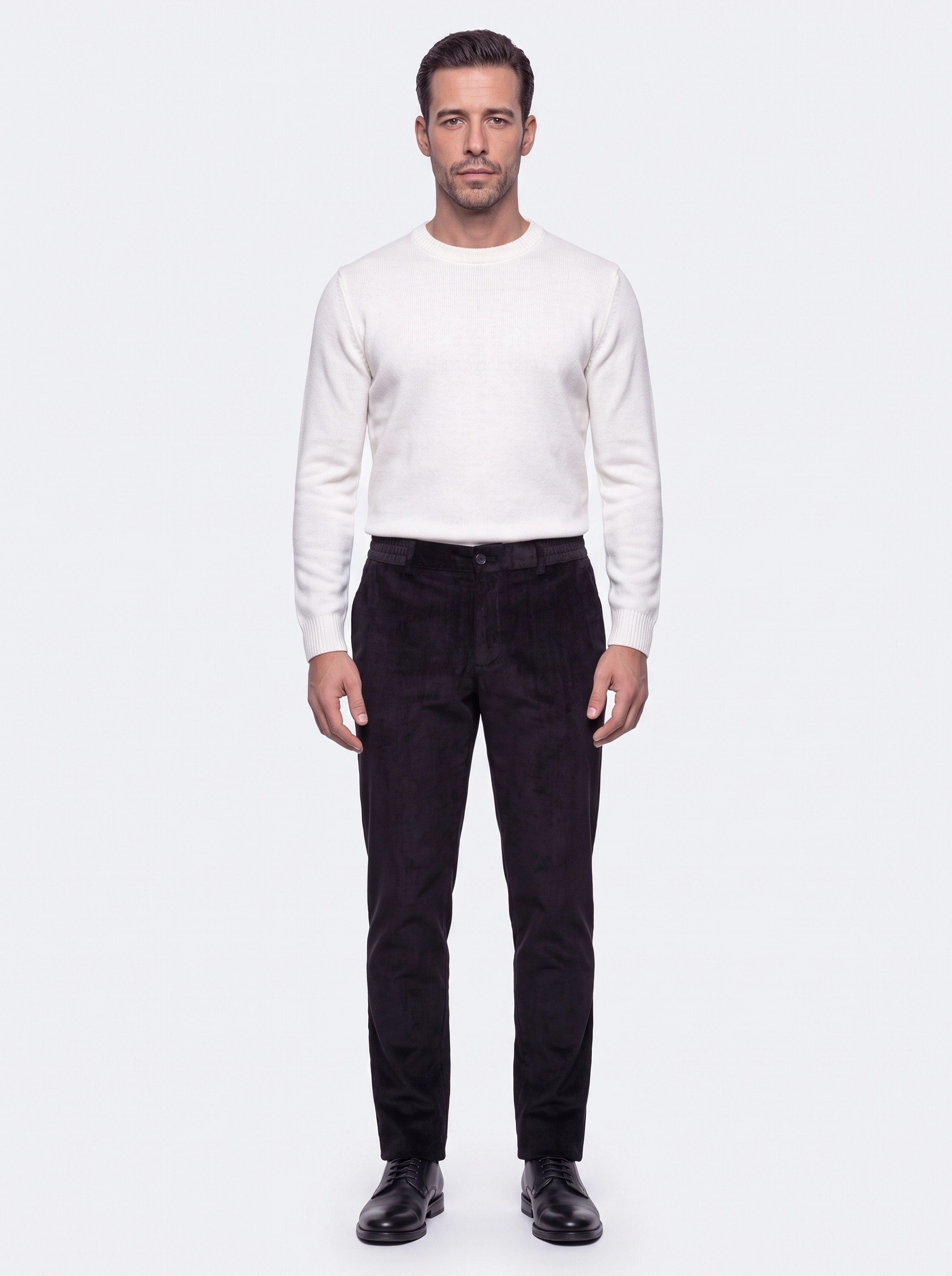 White StoneSiyah Regular Fit Kadife Jogger Spor Pantolon