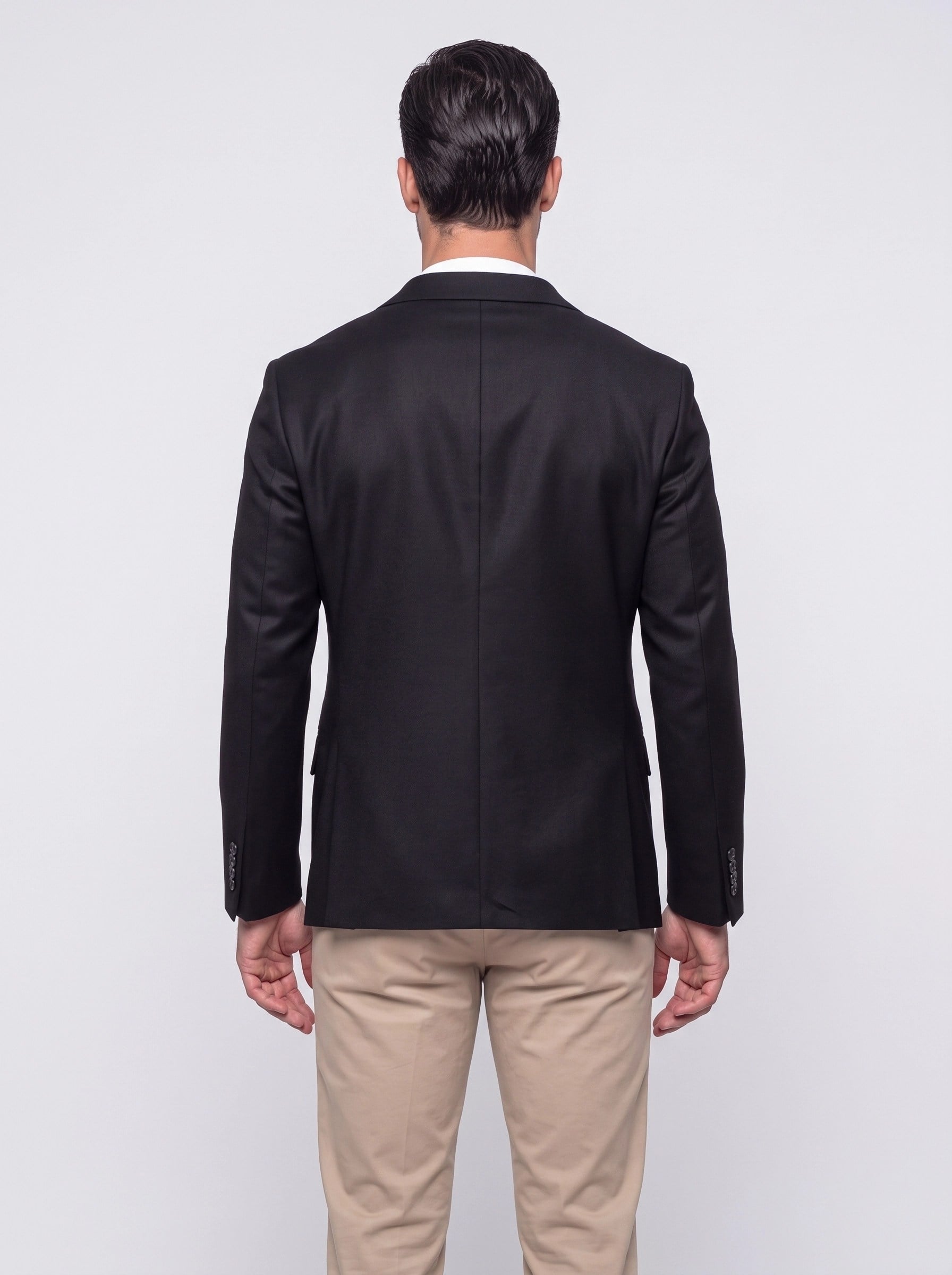 White StoneSiyah Slim Fit Sivri Yaka 6 Drop Erkek Günlük Ceket