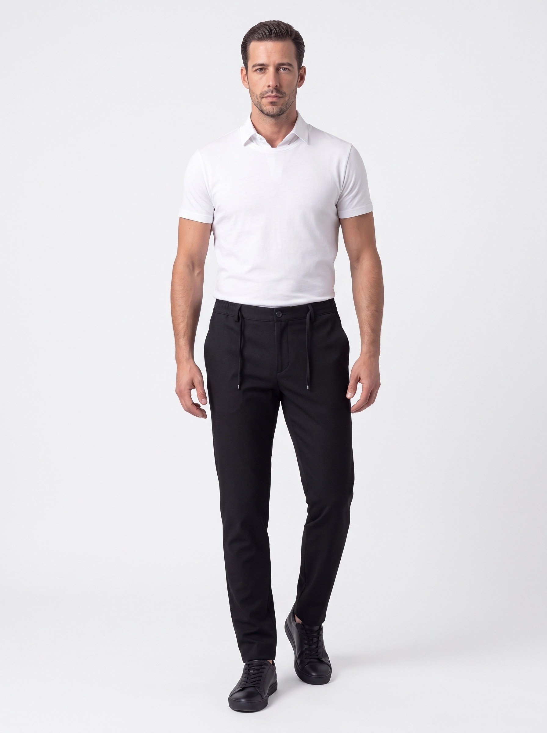 White StoneSiyah Yandan Lastikli Regular Fit Erkek Jogger Pantolon
