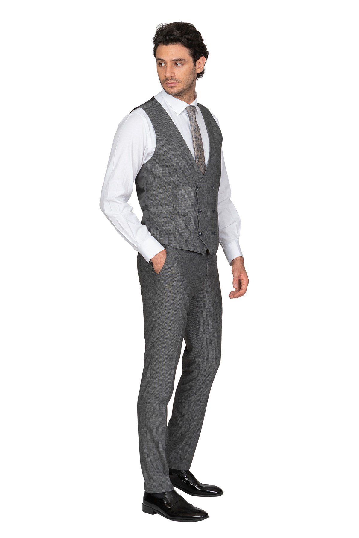 White StoneWHİTE STONE  2020-Y  %62 POLYESTER %35 VİSKON %2 LİKRA YELEKLİ TAKIM ELBİSE  033 KALIP  DESENLİ