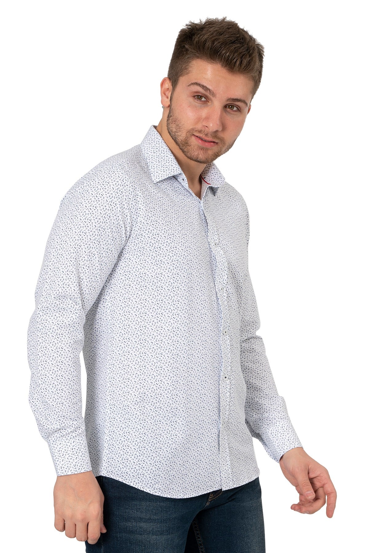 White StoneWHİTE STONE  2021-K  PAMUK- POLYESTER REGULAR GÖMLEK  REGULAR UZUNKOL  DESENLİ