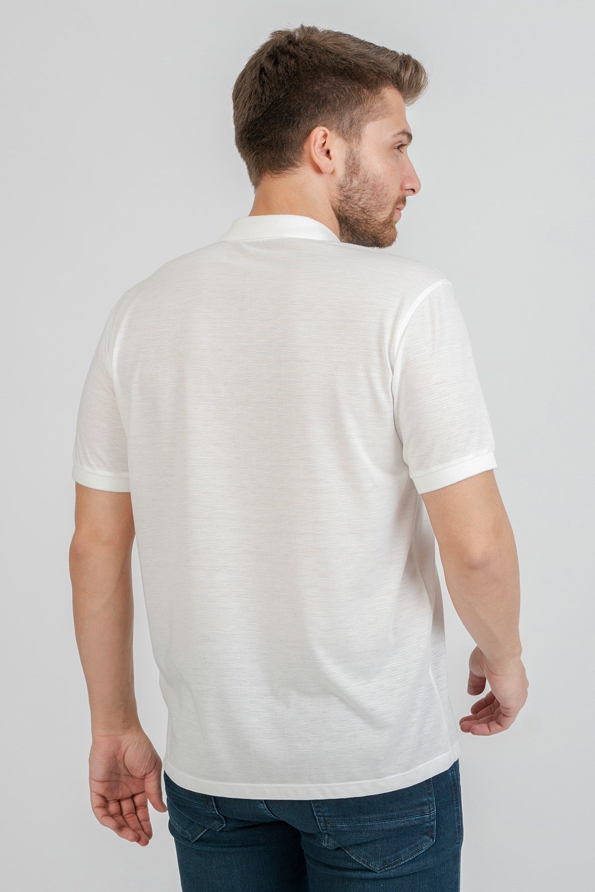 White StoneWHİTE STONE  2021-Y  JAKARLI SICAK BASKI POLO YAKA TİŞÖRT    BEYAZ