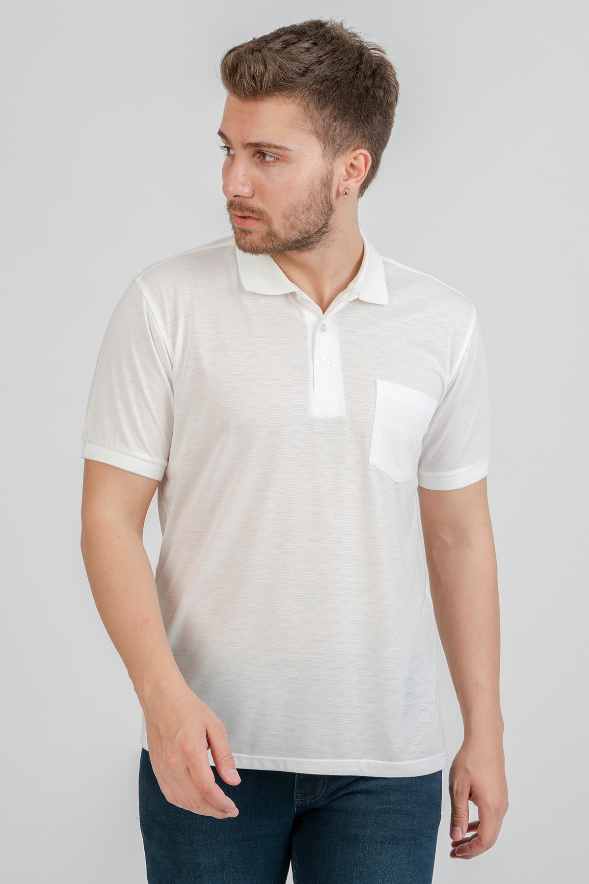 White StoneWHİTE STONE  2021-Y  JAKARLI SICAK BASKI POLO YAKA TİŞÖRT    BEYAZ