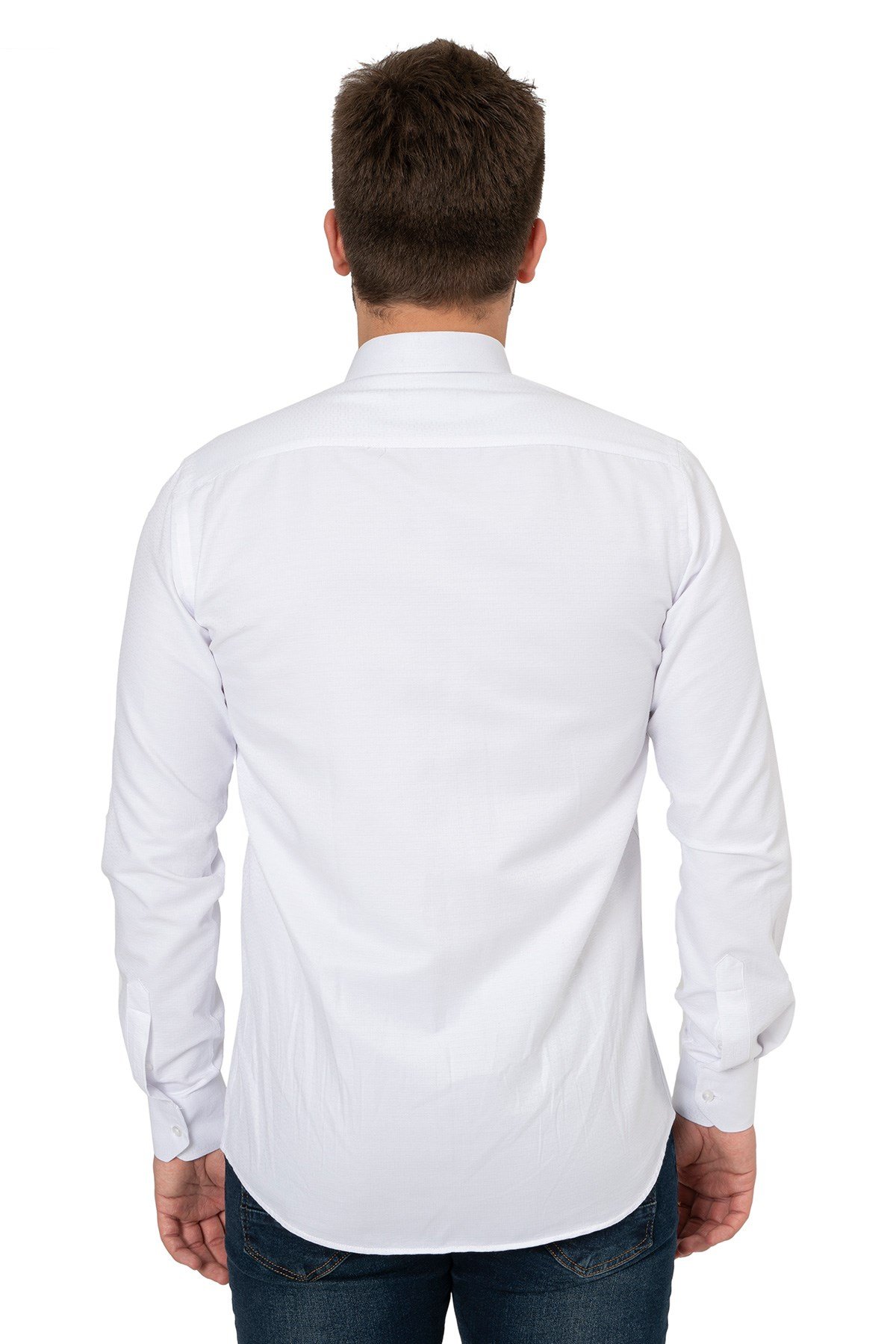 White StoneWHİTE STONE  2021-Y  PAMUK- POLYESTER REGULAR GÖMLEK  REGULAR UZUNKOL  DES BEYAZ