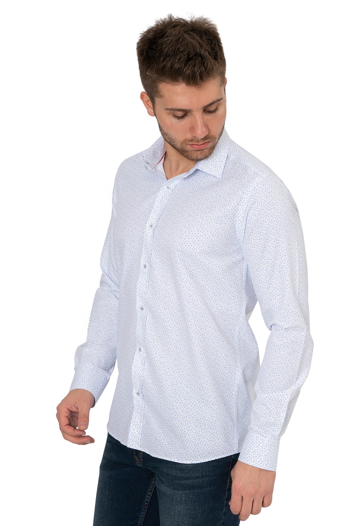 White StoneWHİTE STONE  2021-Y  PAMUK- POLYESTER REGULAR GÖMLEK  REGULAR UZUNKOL  DESENLİ